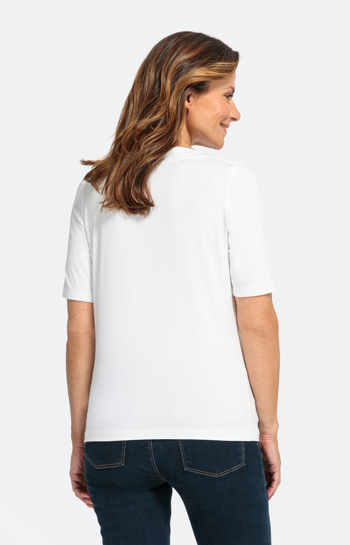 Basic T-shirt met 1/2 mouwen, wit