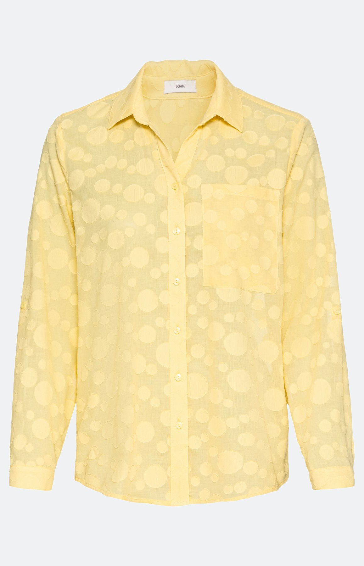 Jacquard-Bluse mit Ärmel zum Krempeln