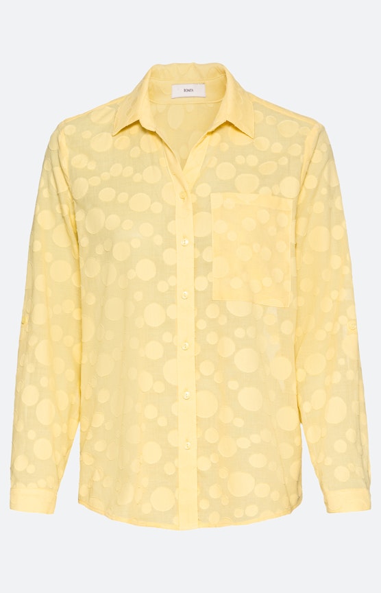Jaquard blouse met oprolmouwen