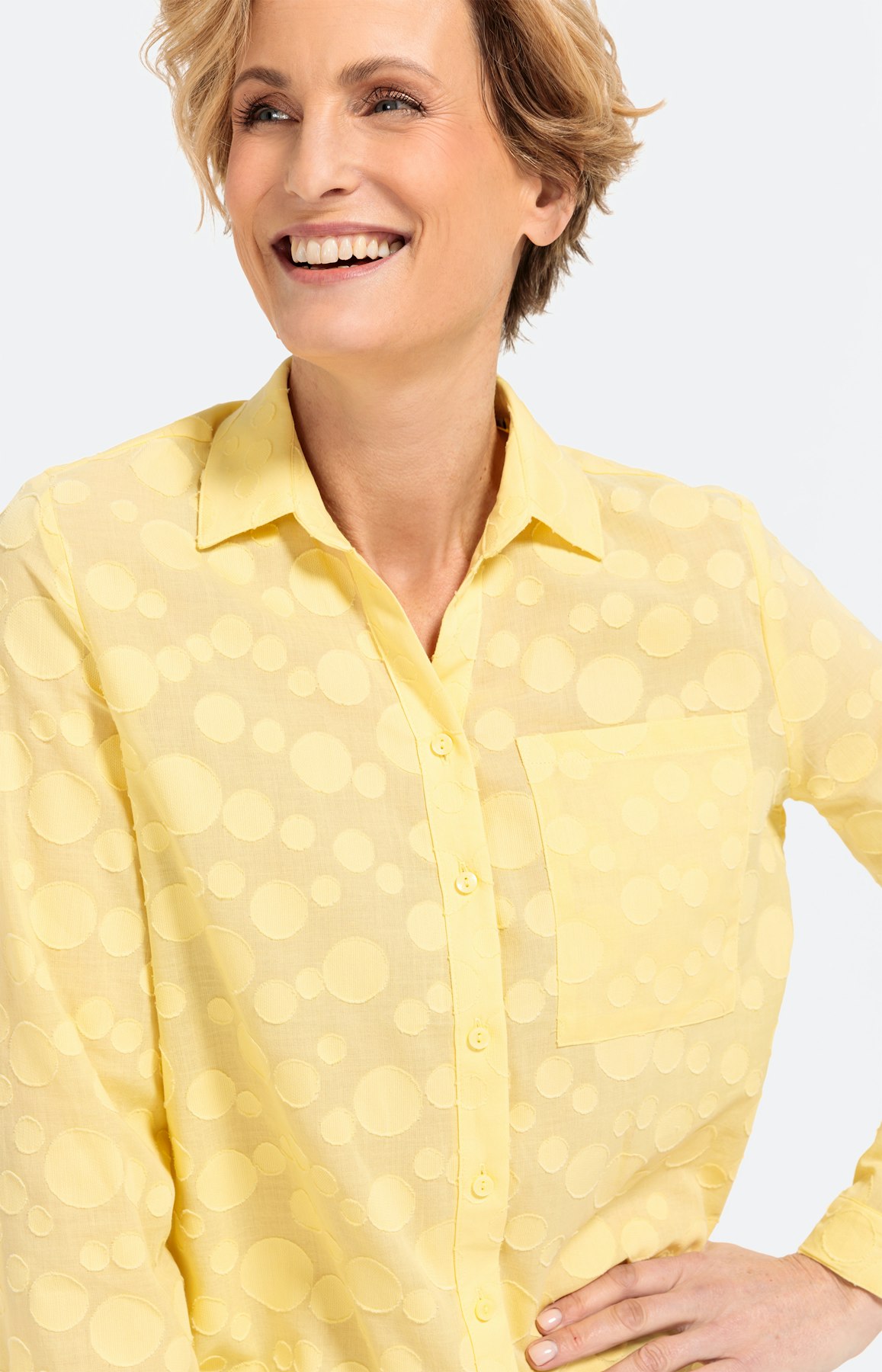 Jacquard-Bluse mit Ärmel zum Krempeln