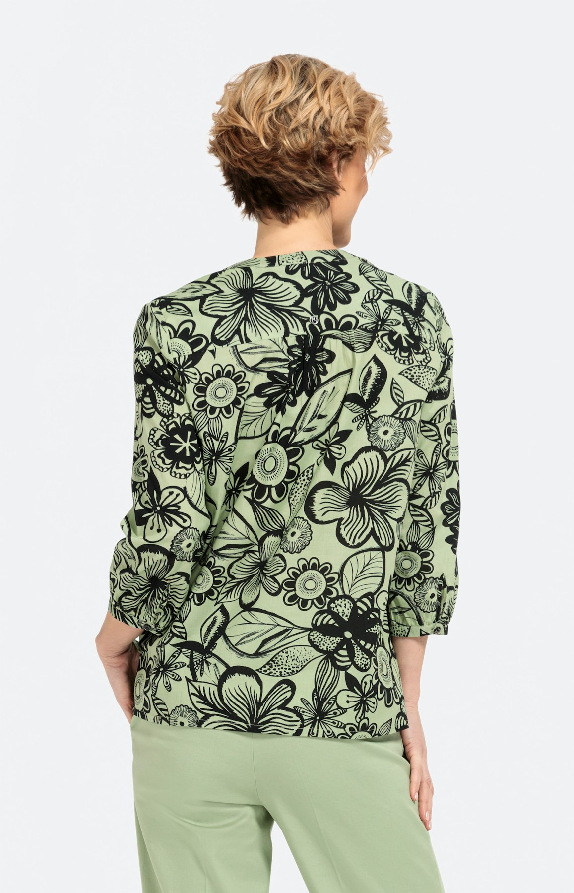 Gemusterte Schlupfbluse mit 3/4-Ärmel