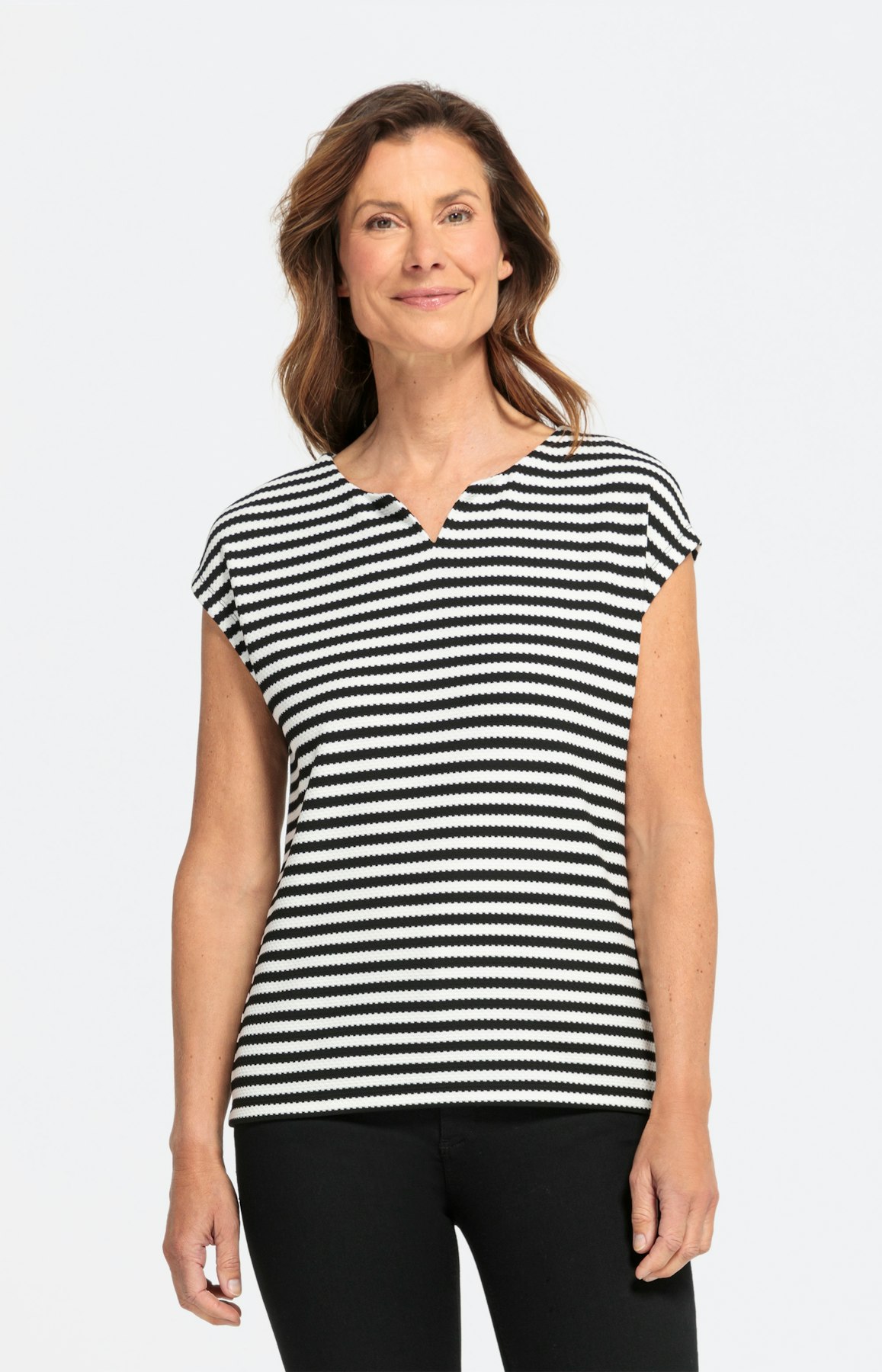 Streifenshirt mit kurzem Ärmel