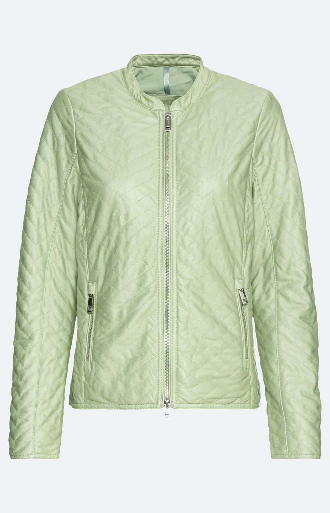 Kurze Kunstlederjacke mit Stehkragen