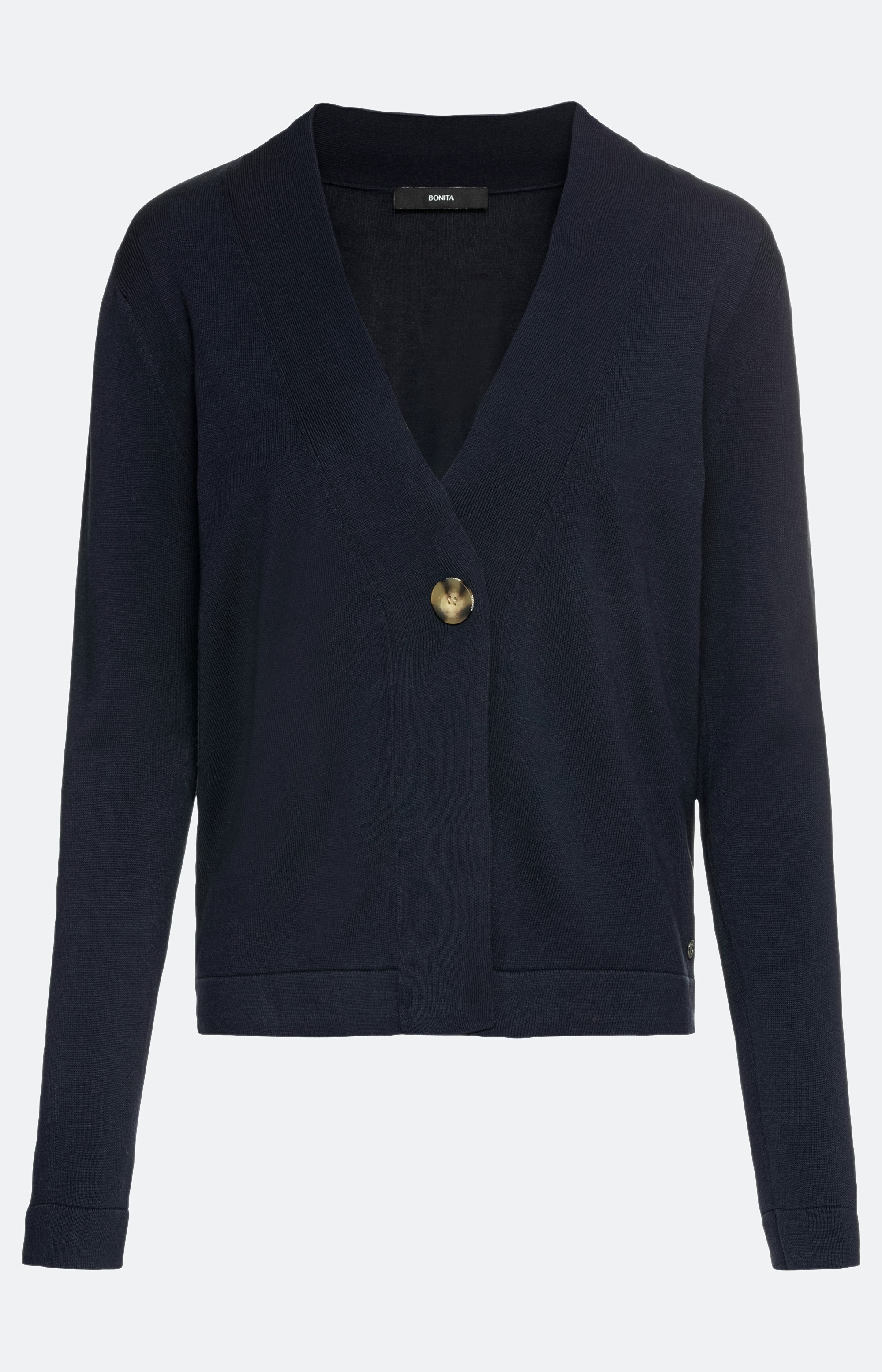 Kurzer Strick-Cardigan mit V-Ausschnitt und Knopf – Bonita