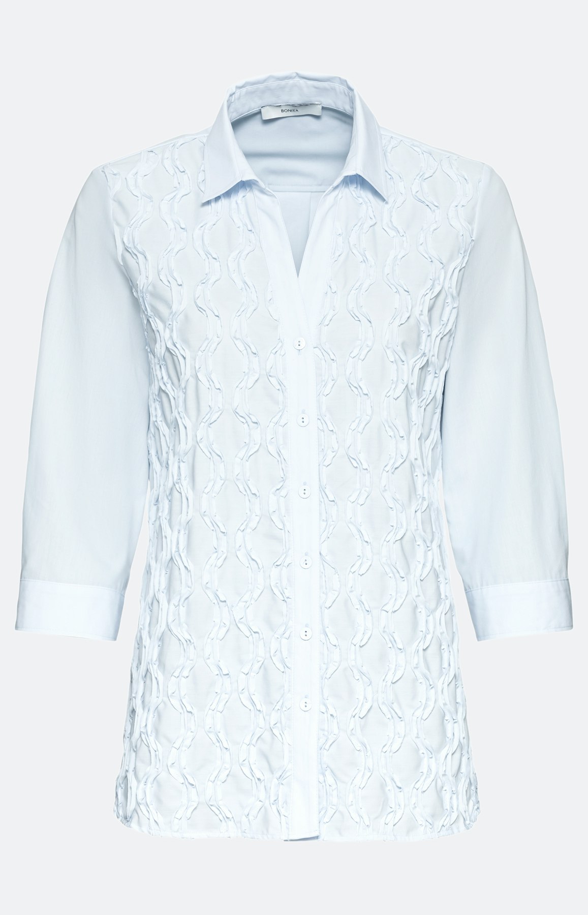 Bluse mit 3/4-Ärmel und Rüschenfront