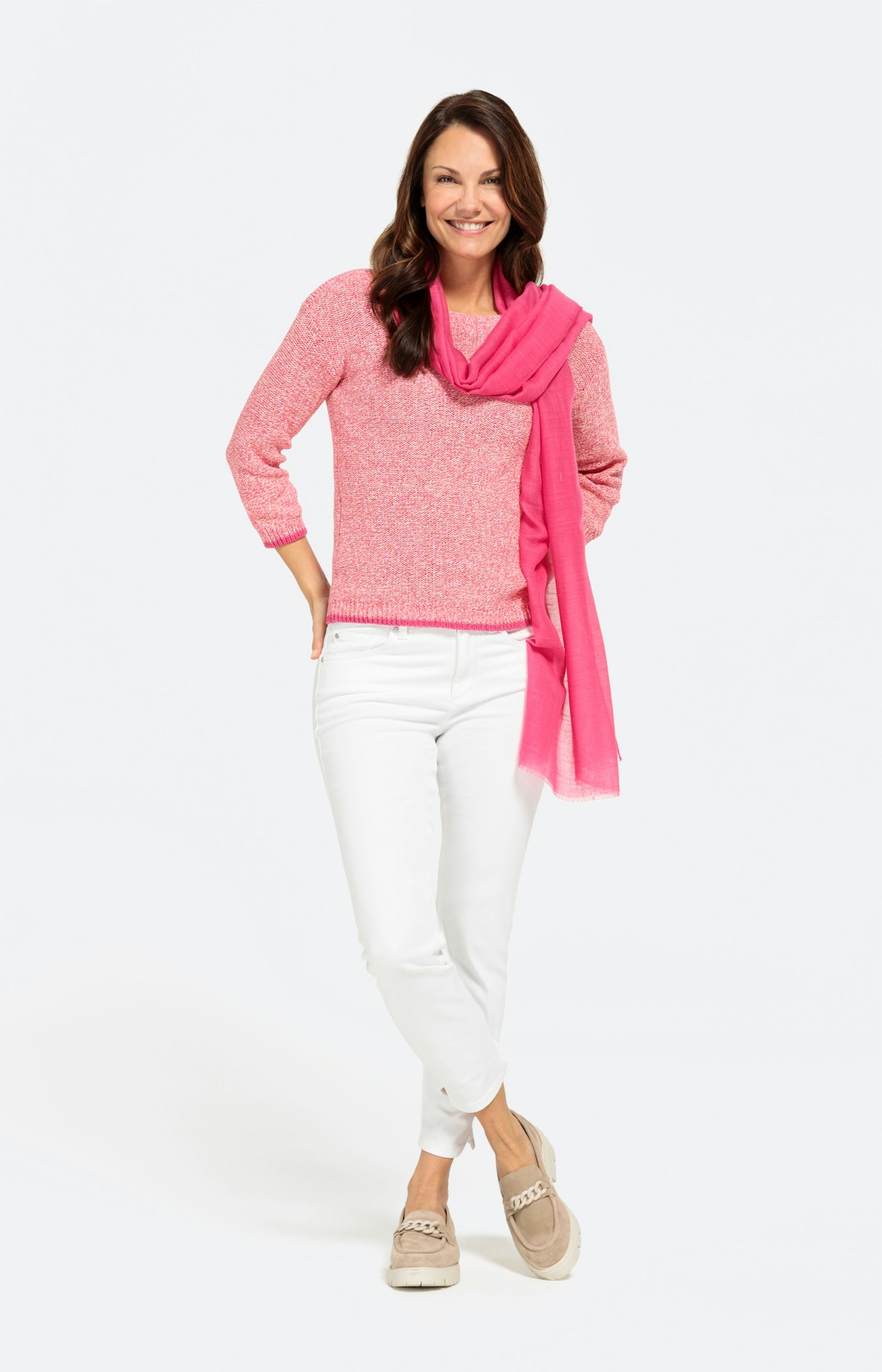 Melierter Pullover in Feinstrickoptik