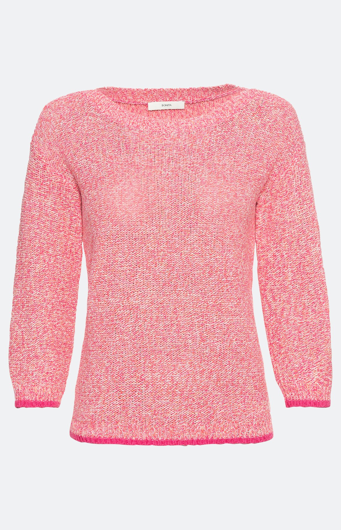 Melierter Pullover in Feinstrickoptik