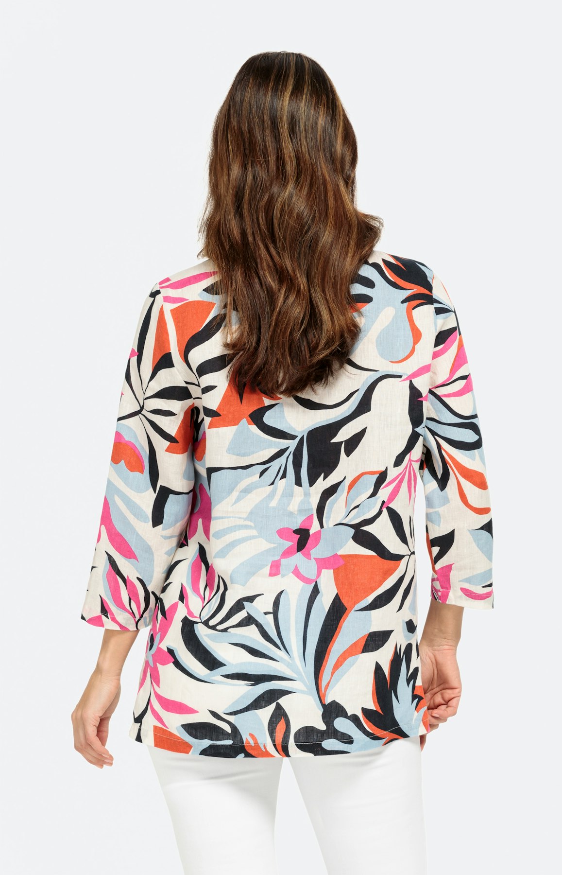 Florale Leinen-Tunika mit Rundhals