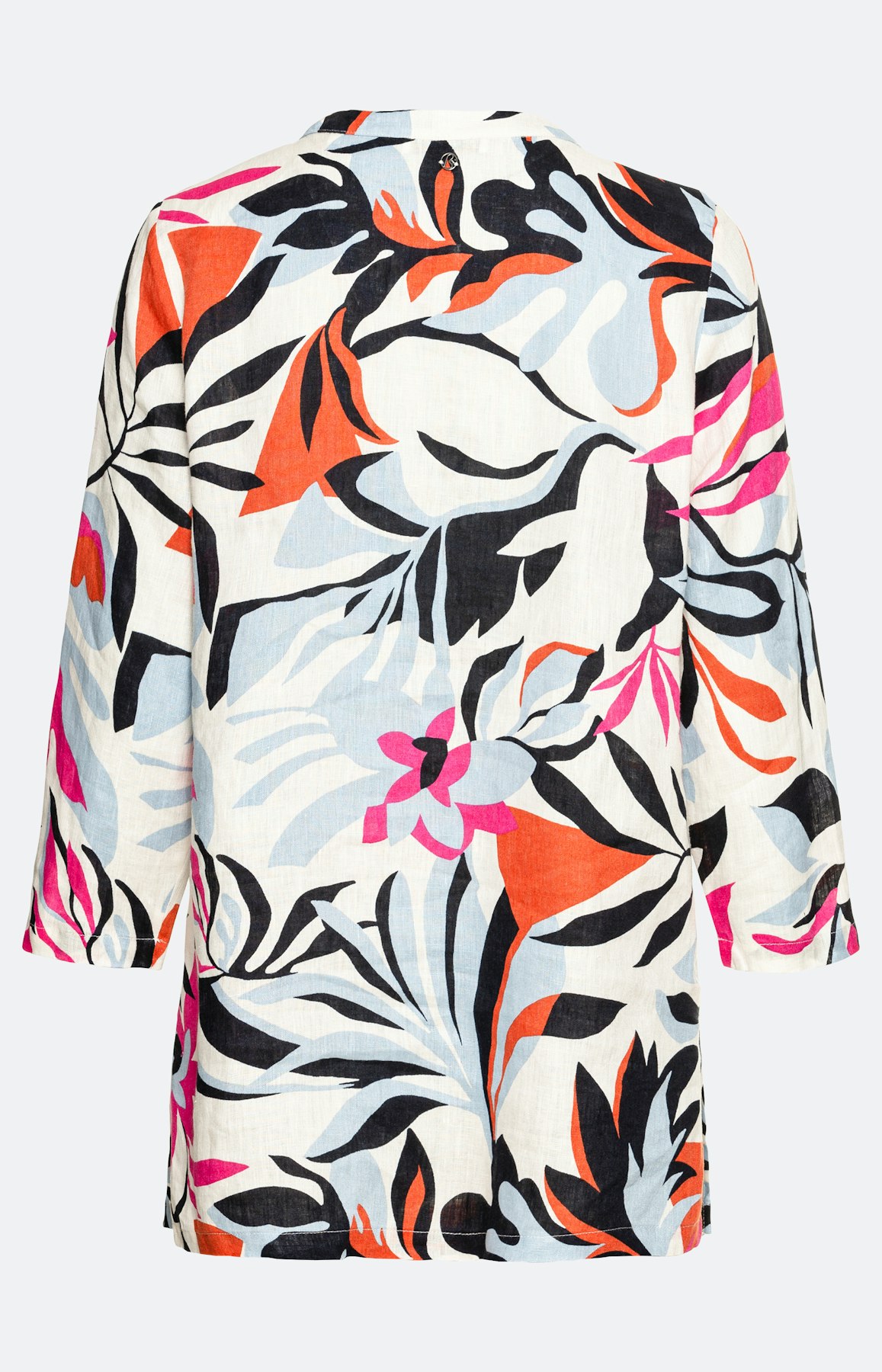 Florale Leinen-Tunika mit Rundhals