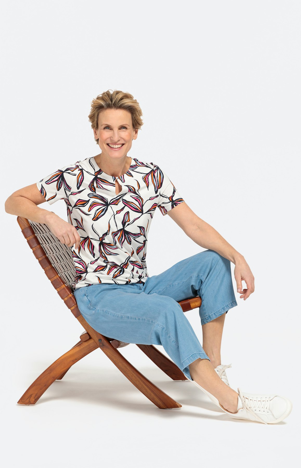 T-Shirt mit Blumenmuster und Gummibund