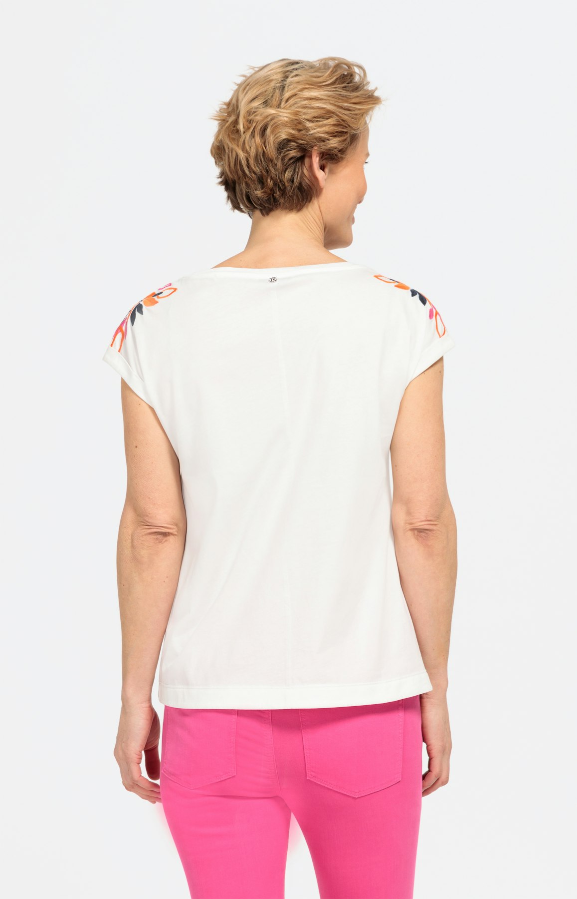 Kurzarm-Shirt mit bestickten Schultern