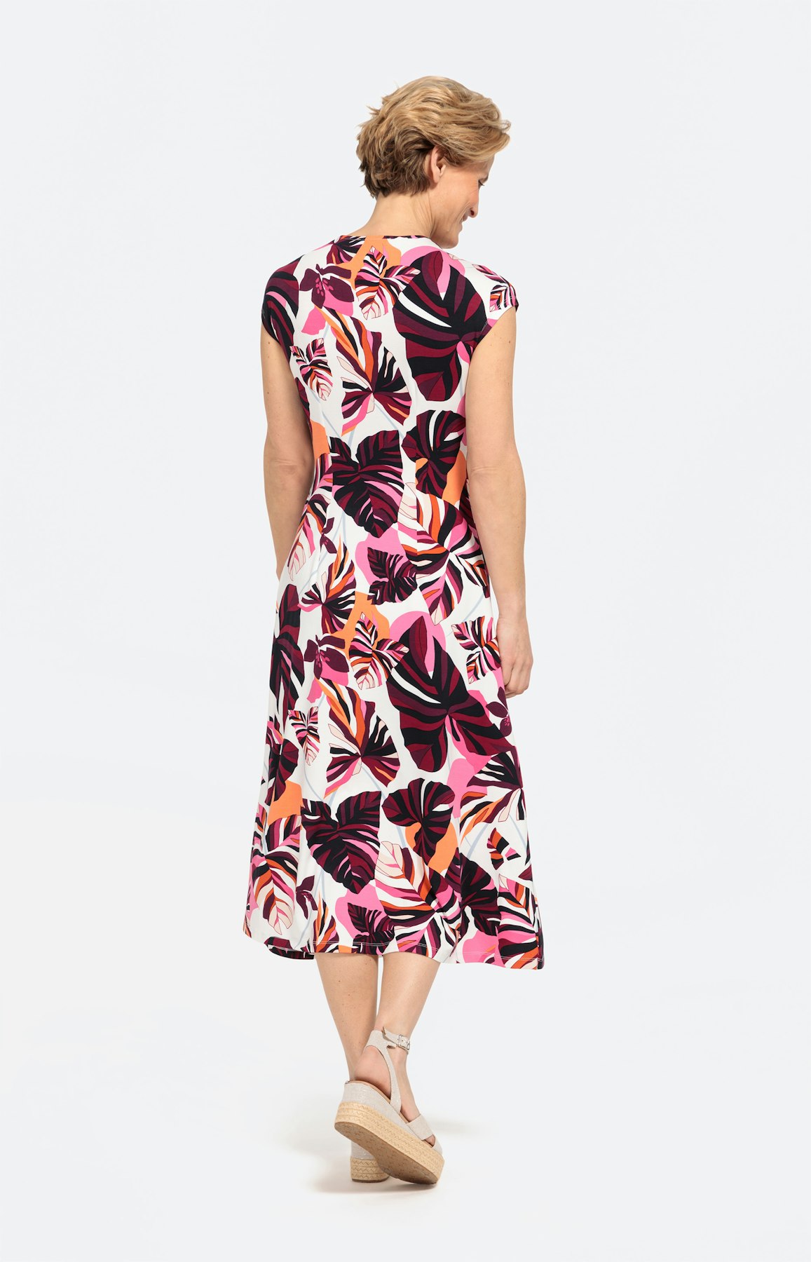 Kurzarm-Jerseykleid mit Blumenmuster