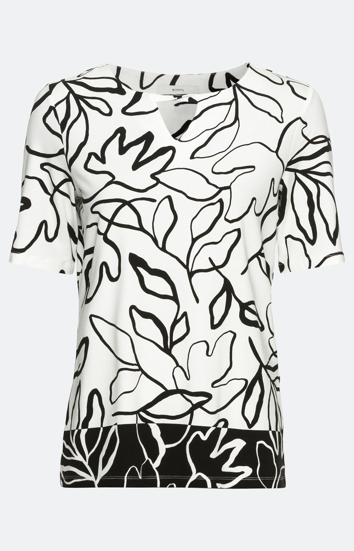 T-shirt met eyelet in bladmotief