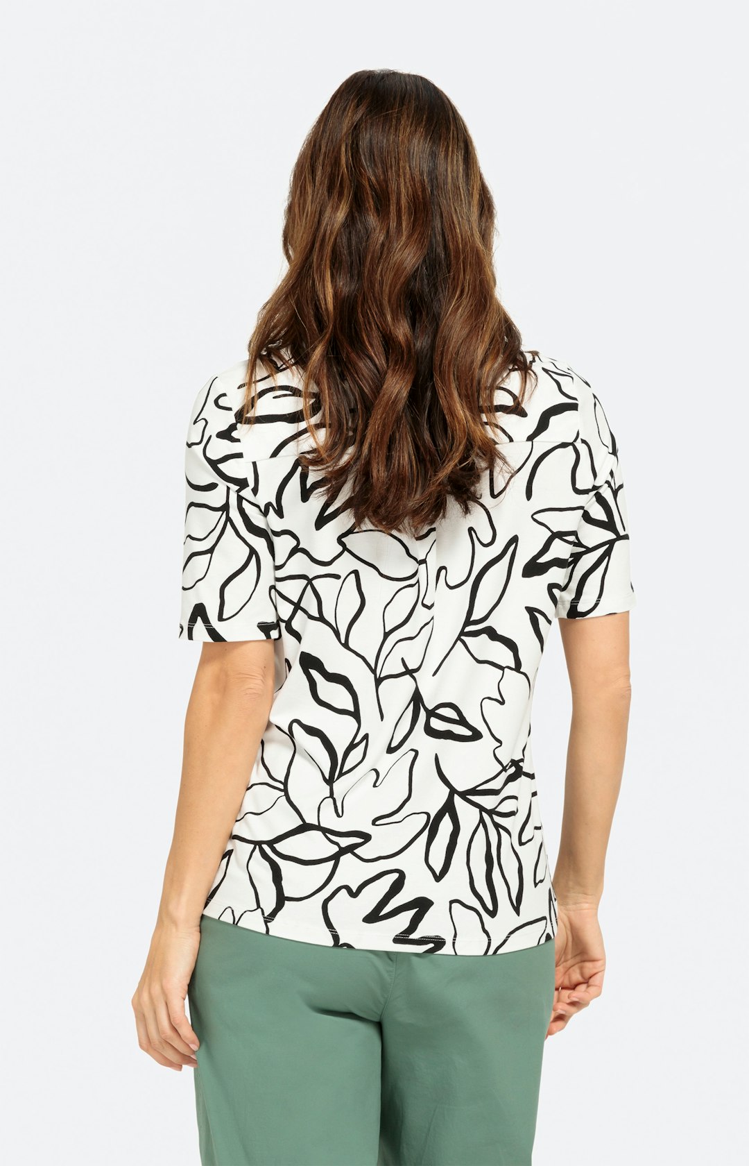 T-Shirt mit Eyelet im Blätter-Design