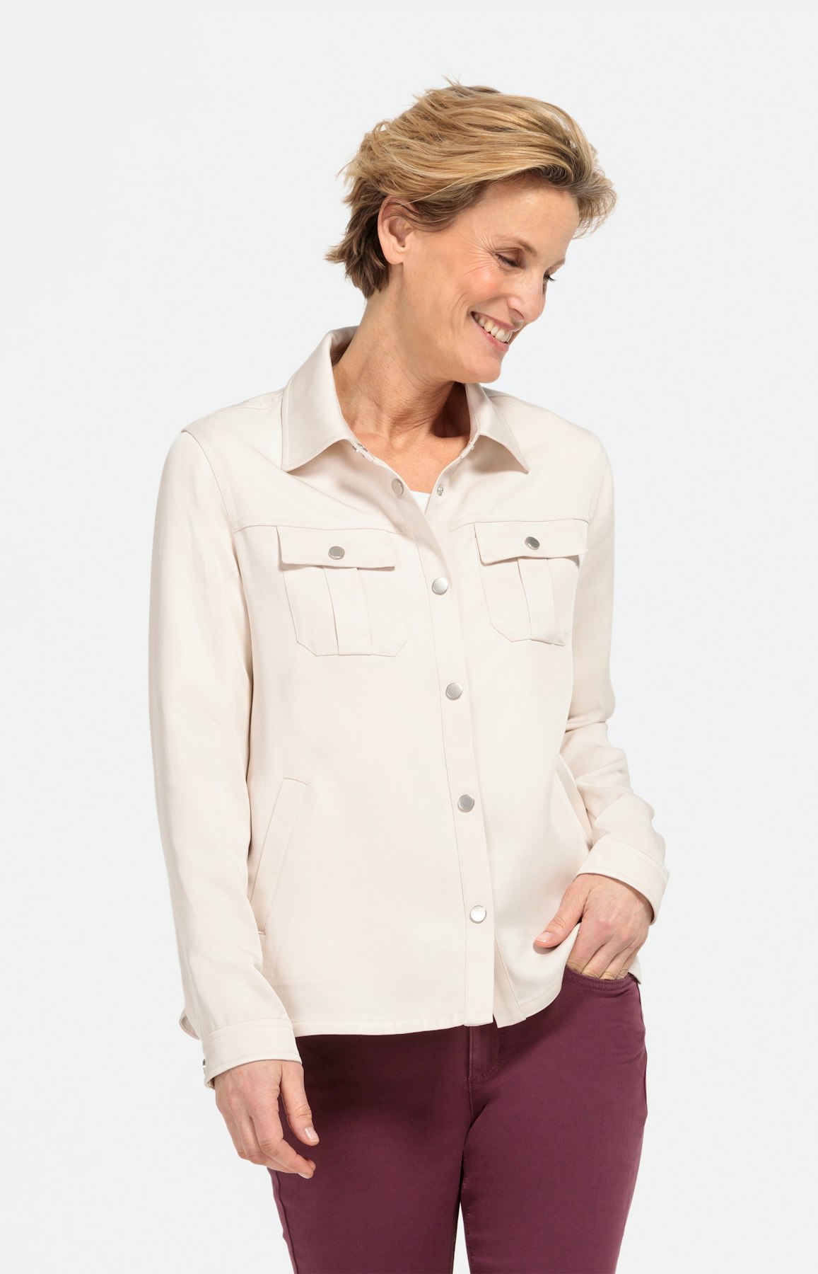 Twill-Jacke mit Umlegekragen