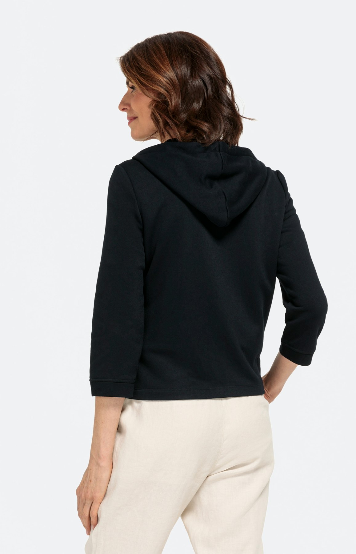 Kurze Sweatjacke mit 3/4-Ärmel