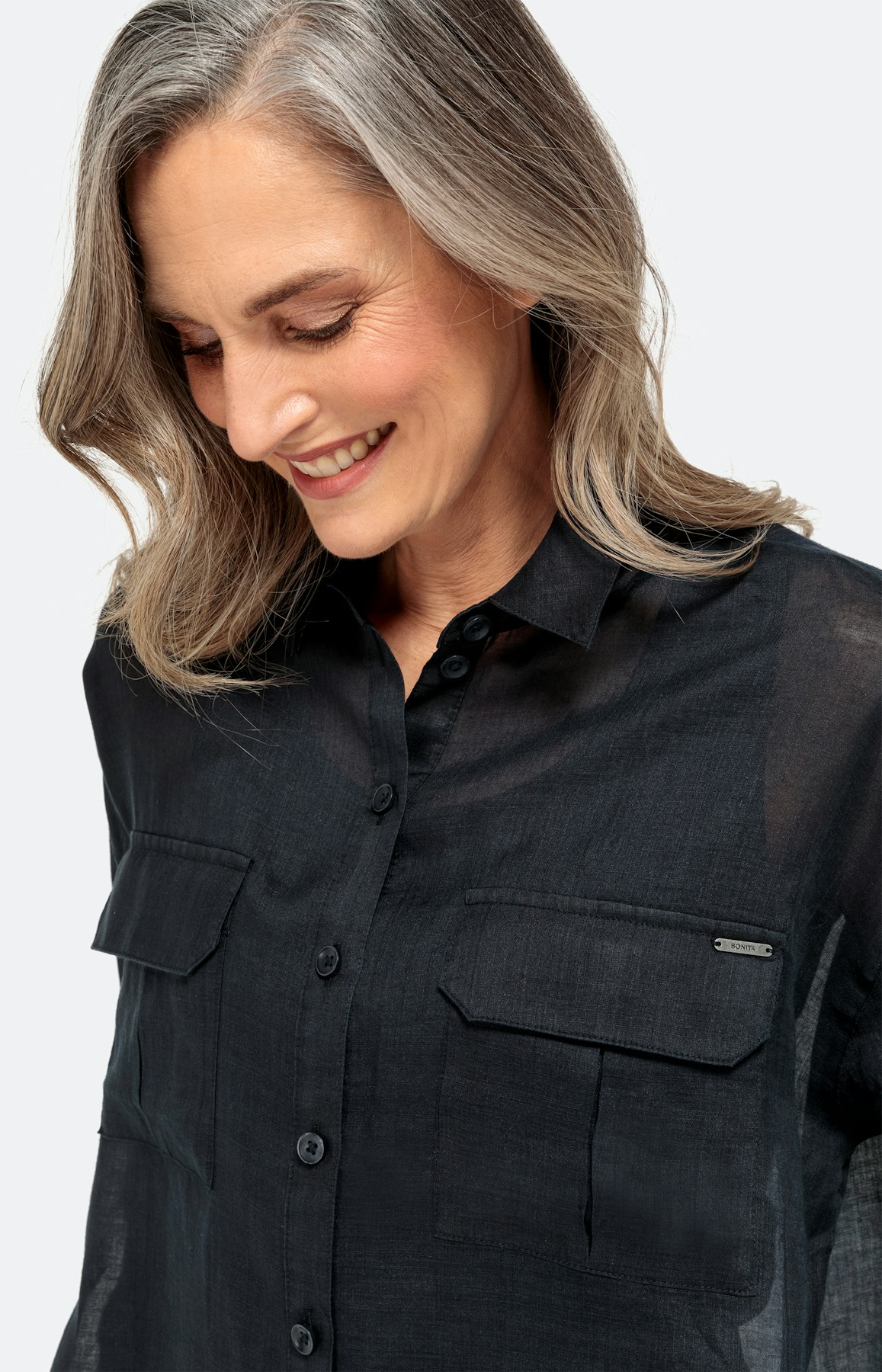 Bluse mit langem Arm und Umlegekragen