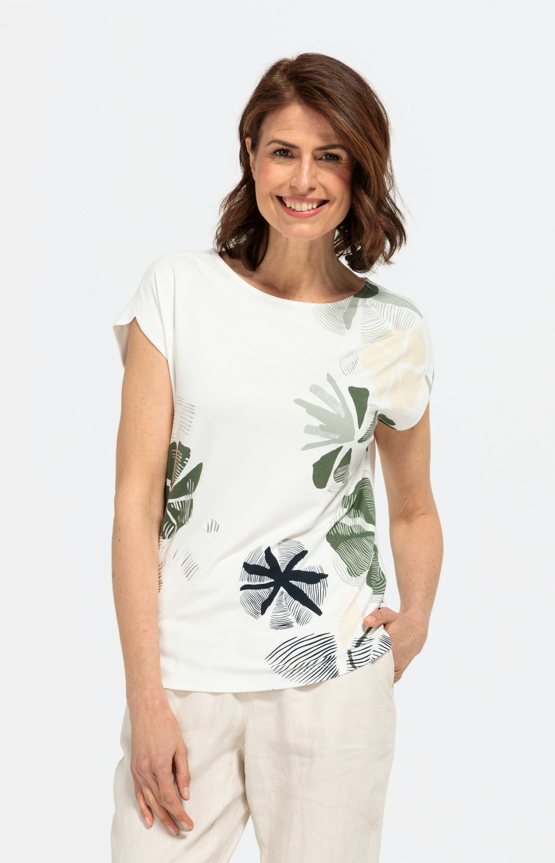 Kurzarm-Shirt mit Blumen-Print