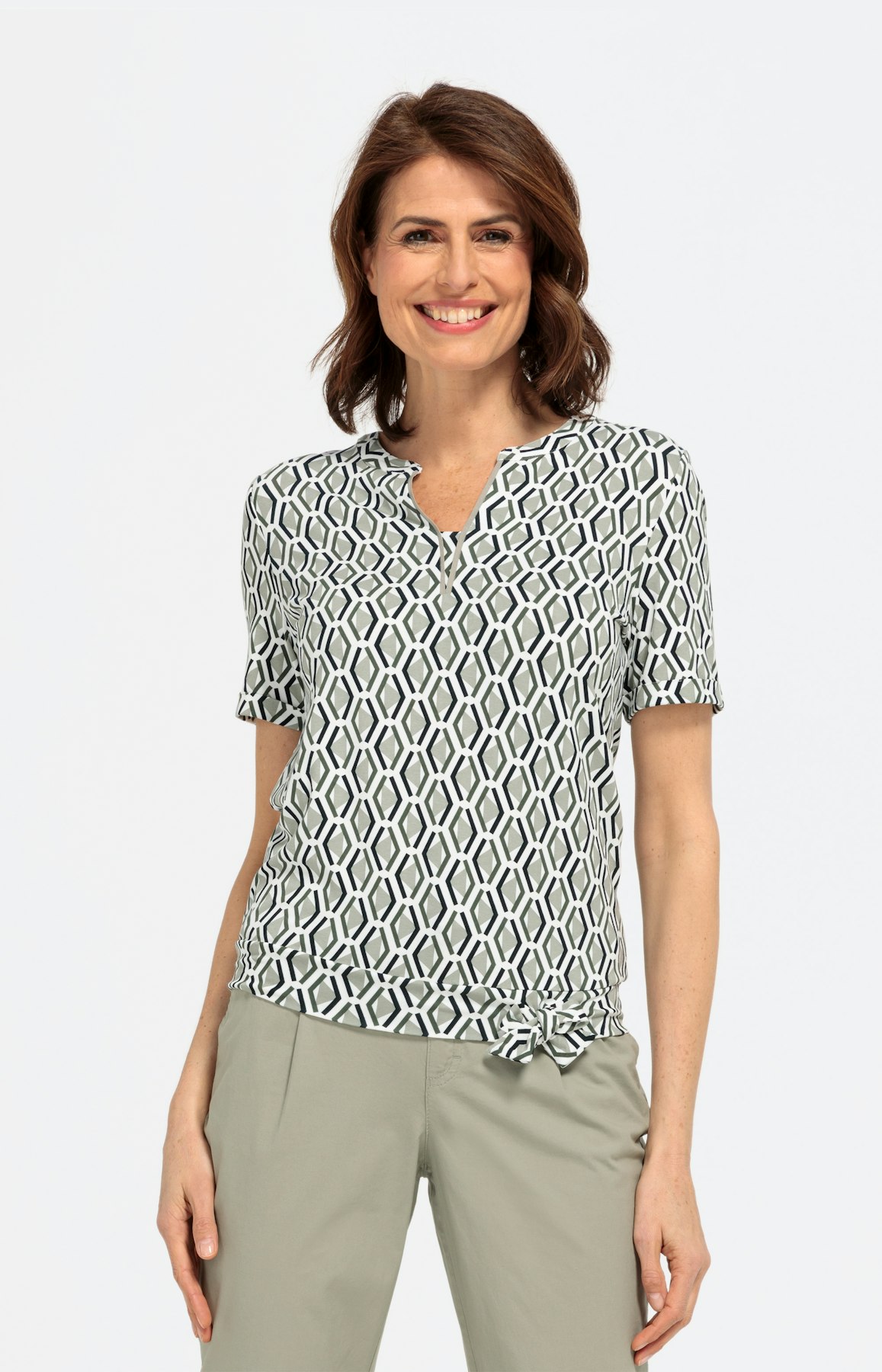 Shirt met korte mouwen en knoopdetail