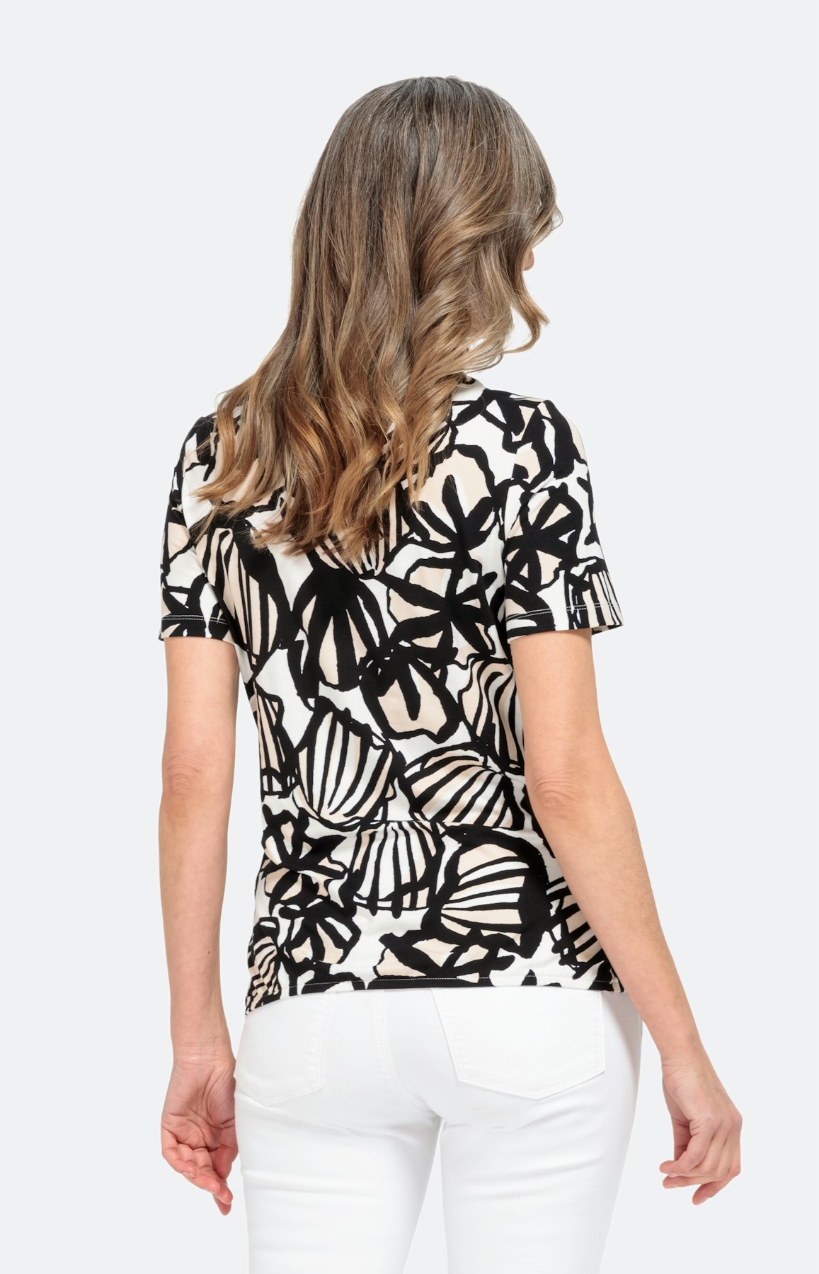 Gemustertes T-Shirt mit elastischem Saum