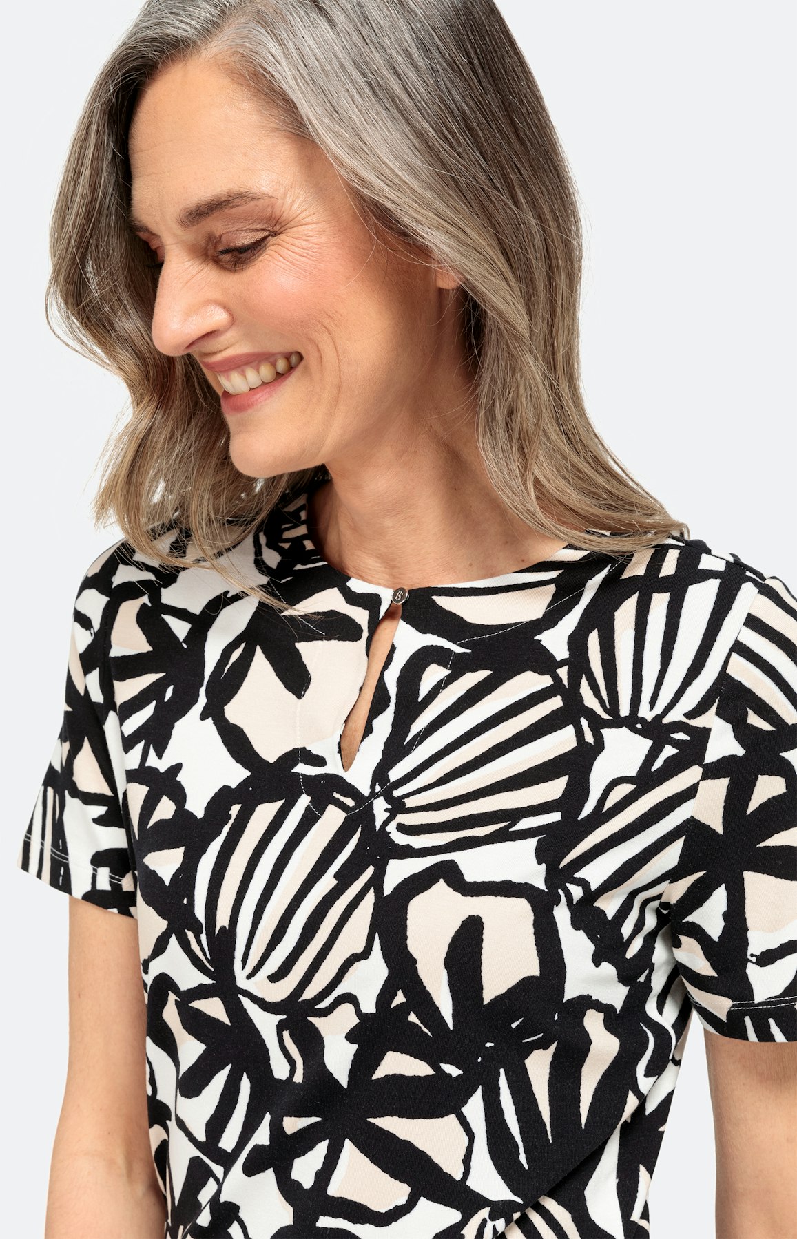 Gemustertes T-Shirt mit elastischem Saum