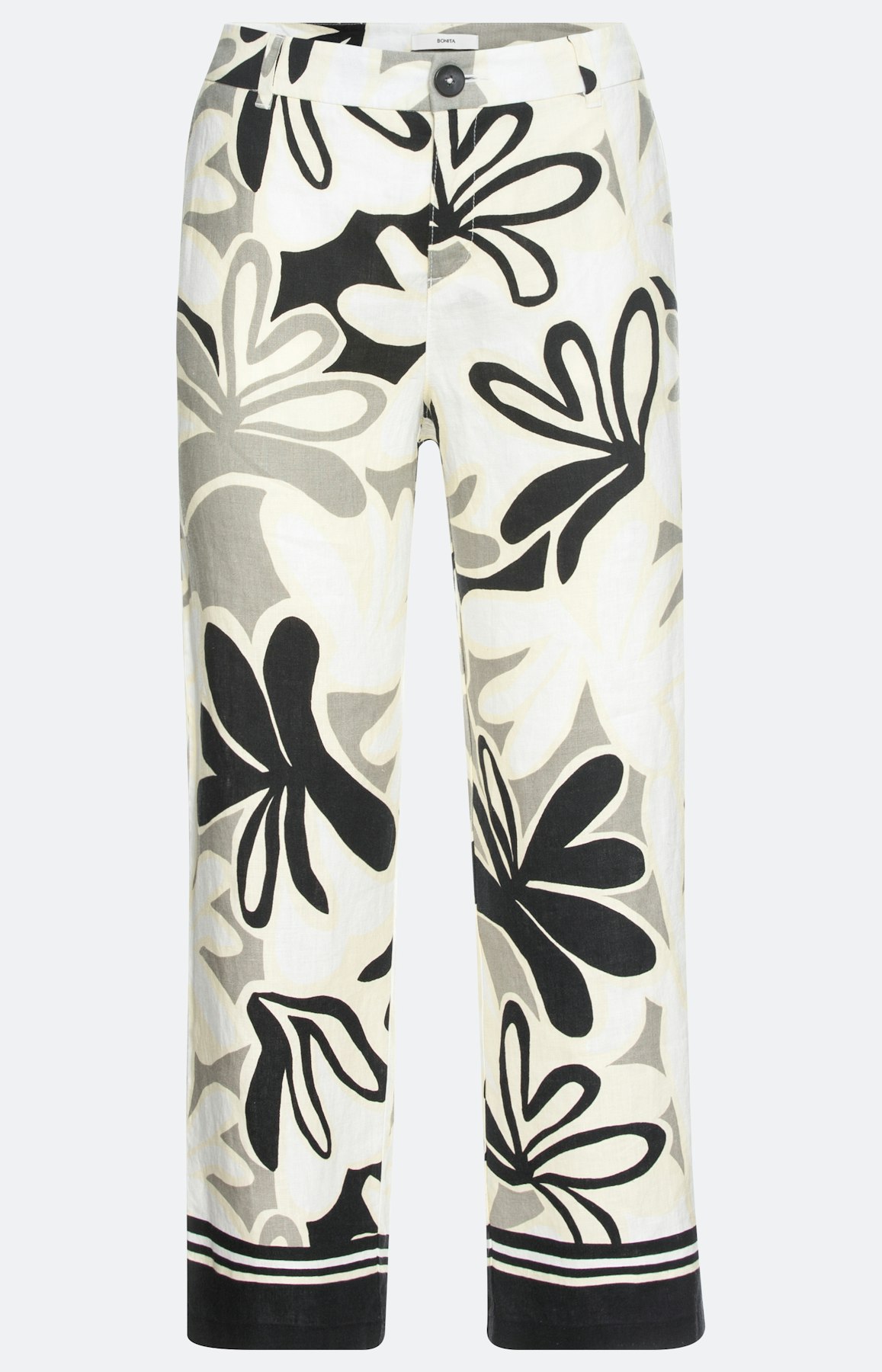 Leinen-Culotte mit Blätter-Dessin