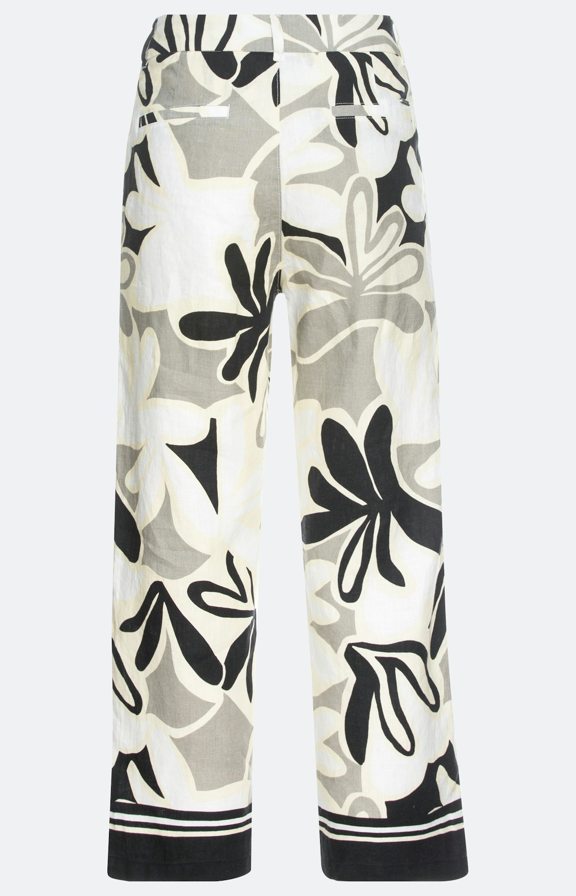 Leinen-Culotte mit Blätter-Dessin