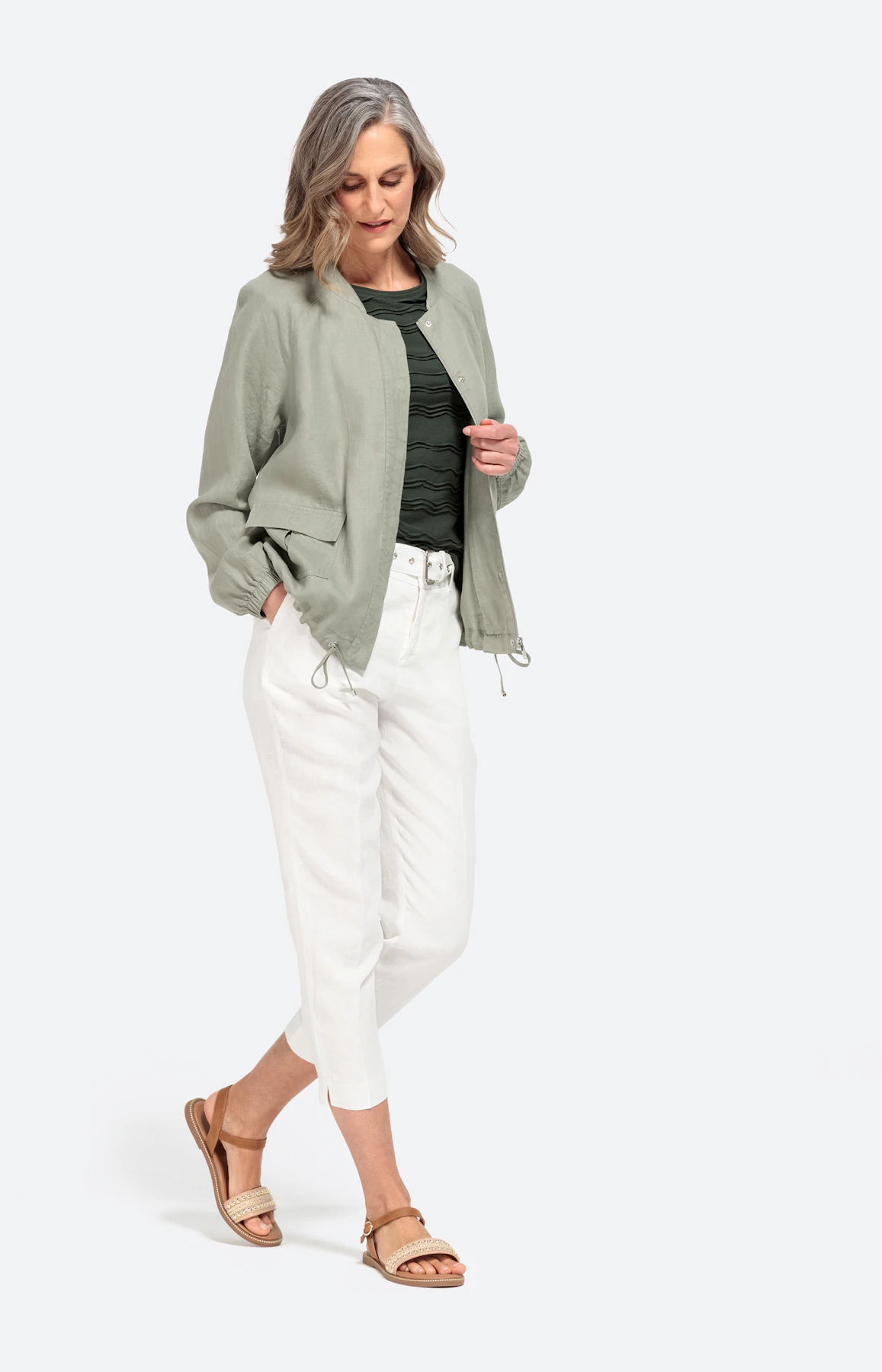 Zigaretten-Leinenhose mit Gürtel