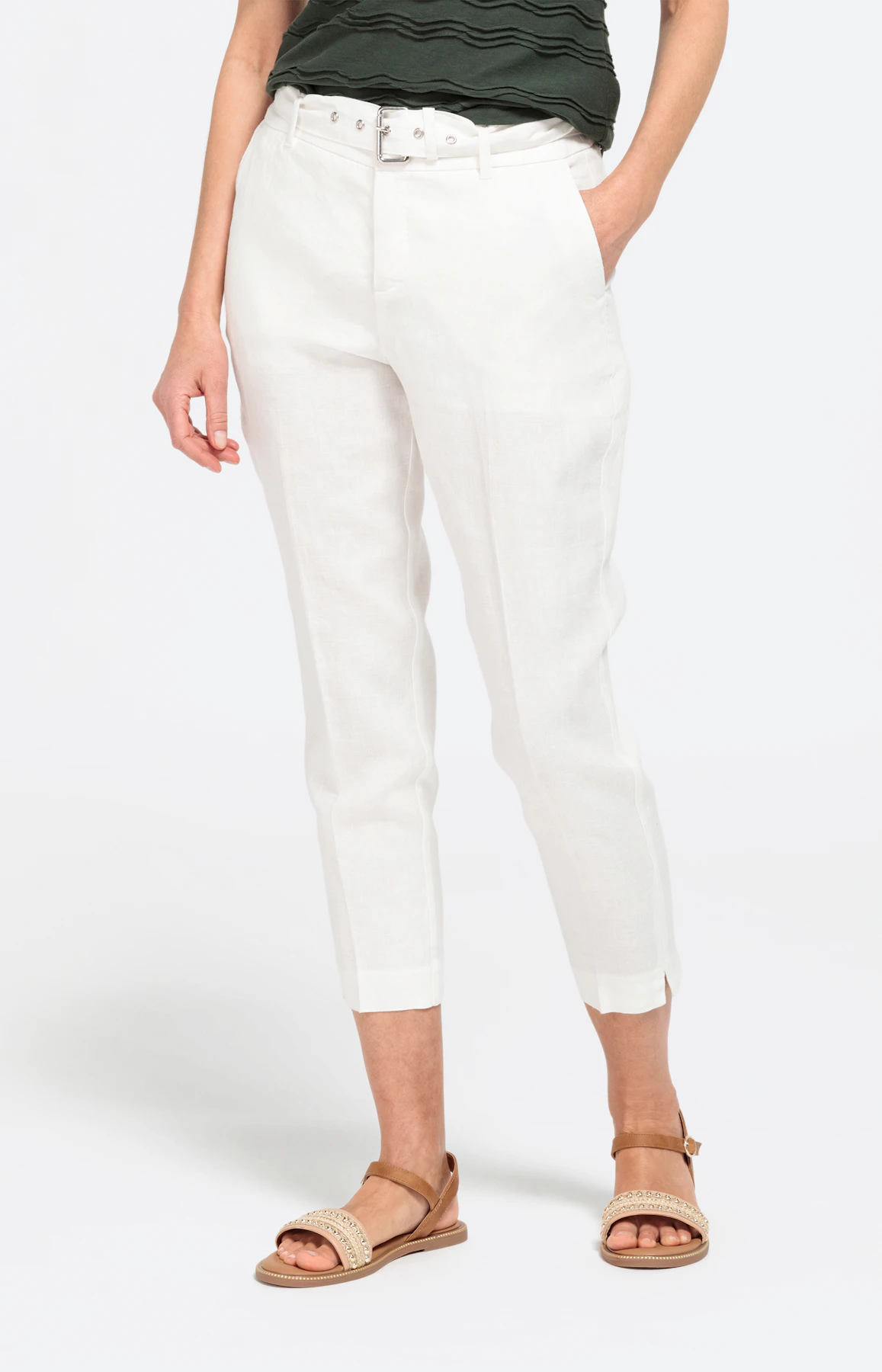 Zigaretten-Leinenhose mit Gürtel