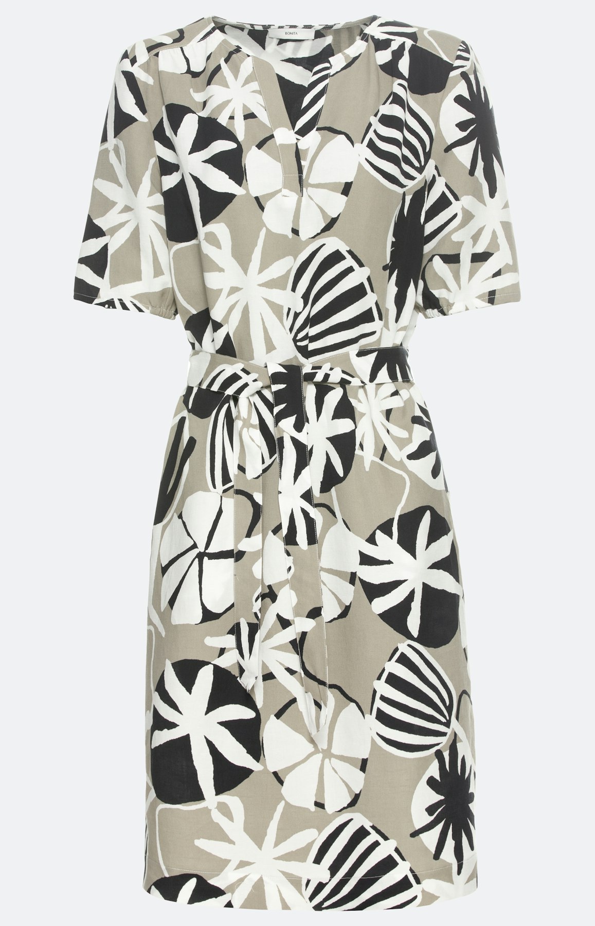 Gemustertes Kleid mit Bindegürtel