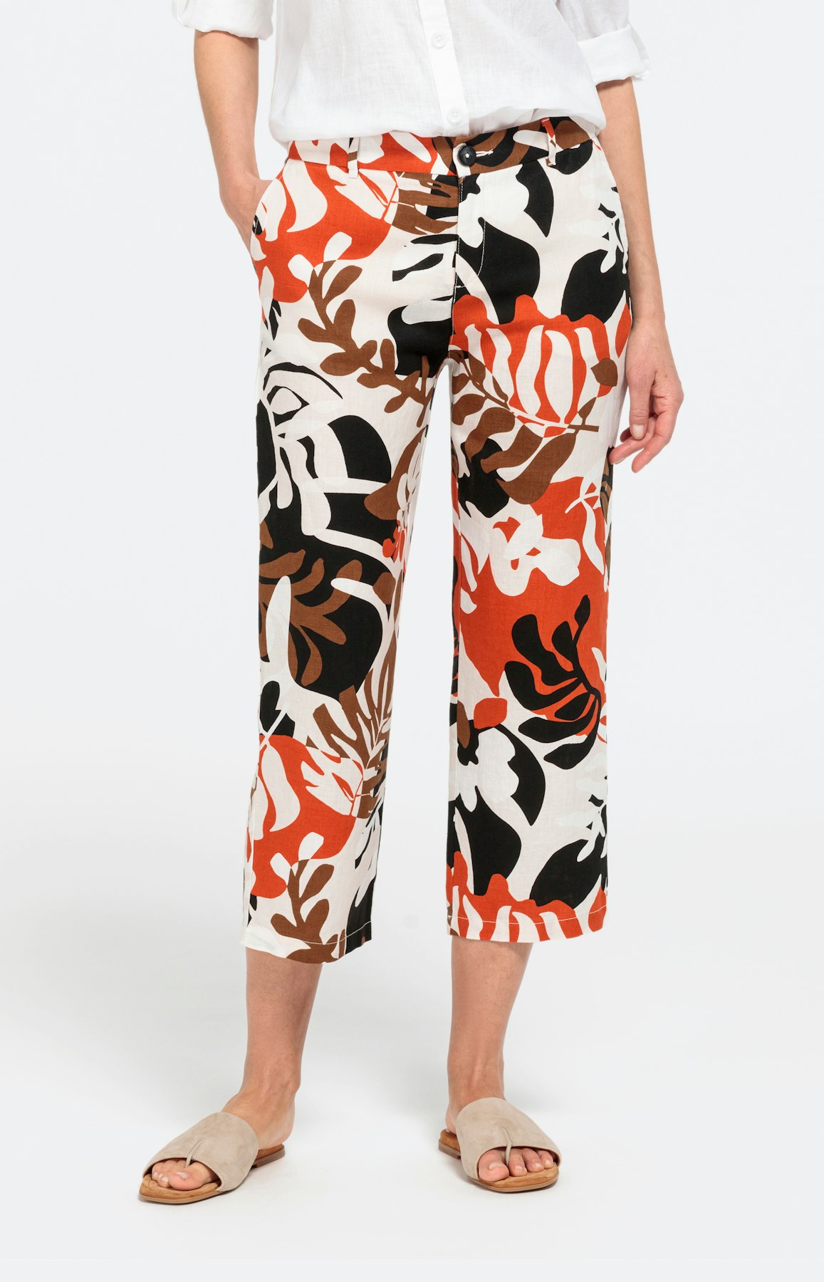 Gedessineerde linnen culotte