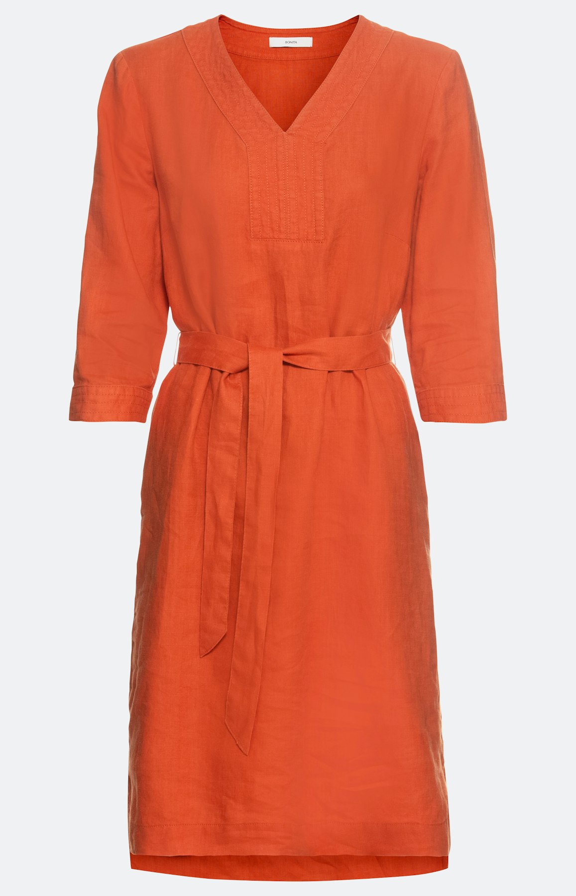 Leinenkleid mit 3/4 Ärmel und Gürtel