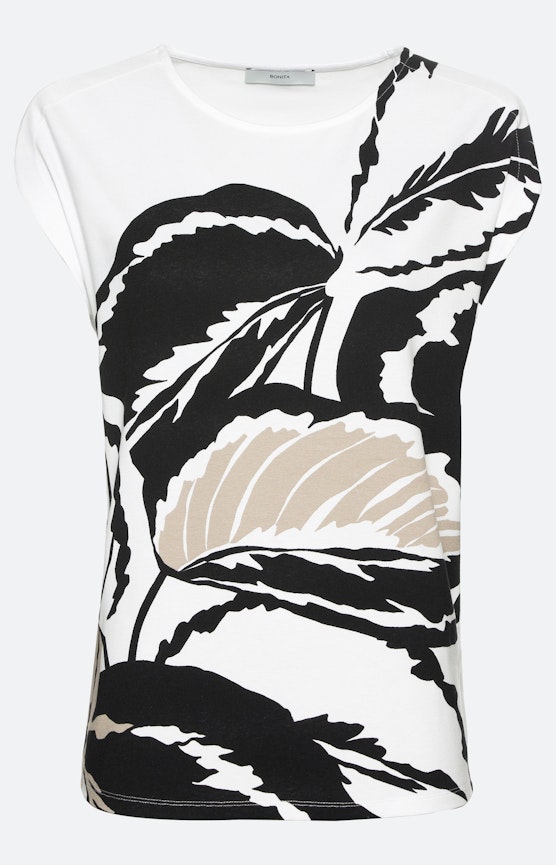 Kurzarm-Shirt mit Palmen-Print vorn