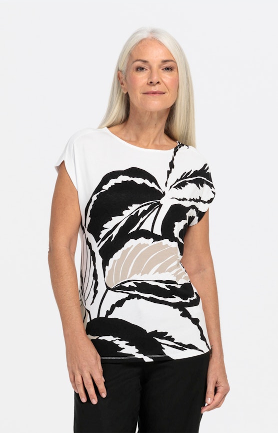 Kurzarm-Shirt mit Palmen-Print vorn