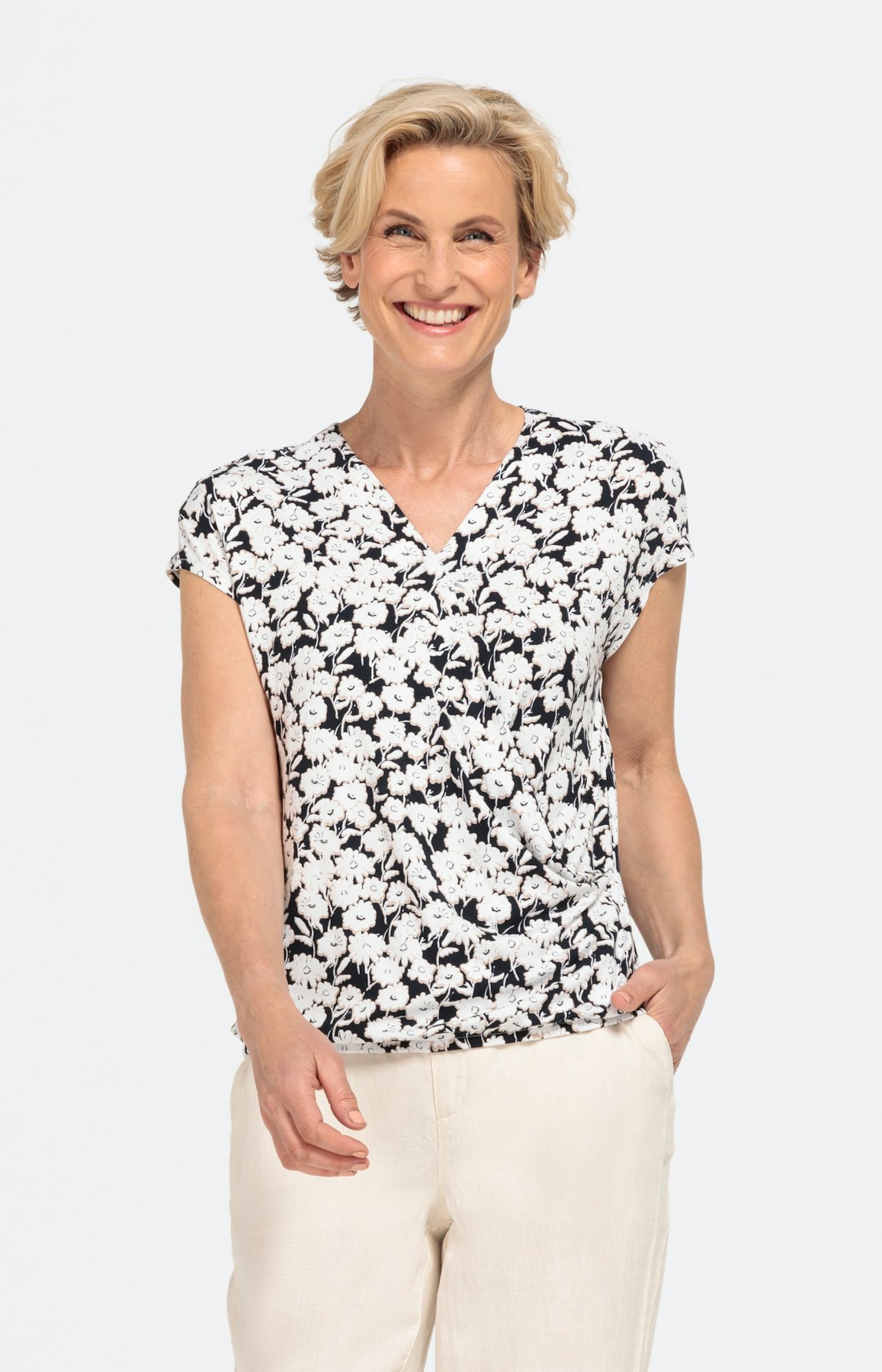 Millefleur-Shirt in Wickeloptik