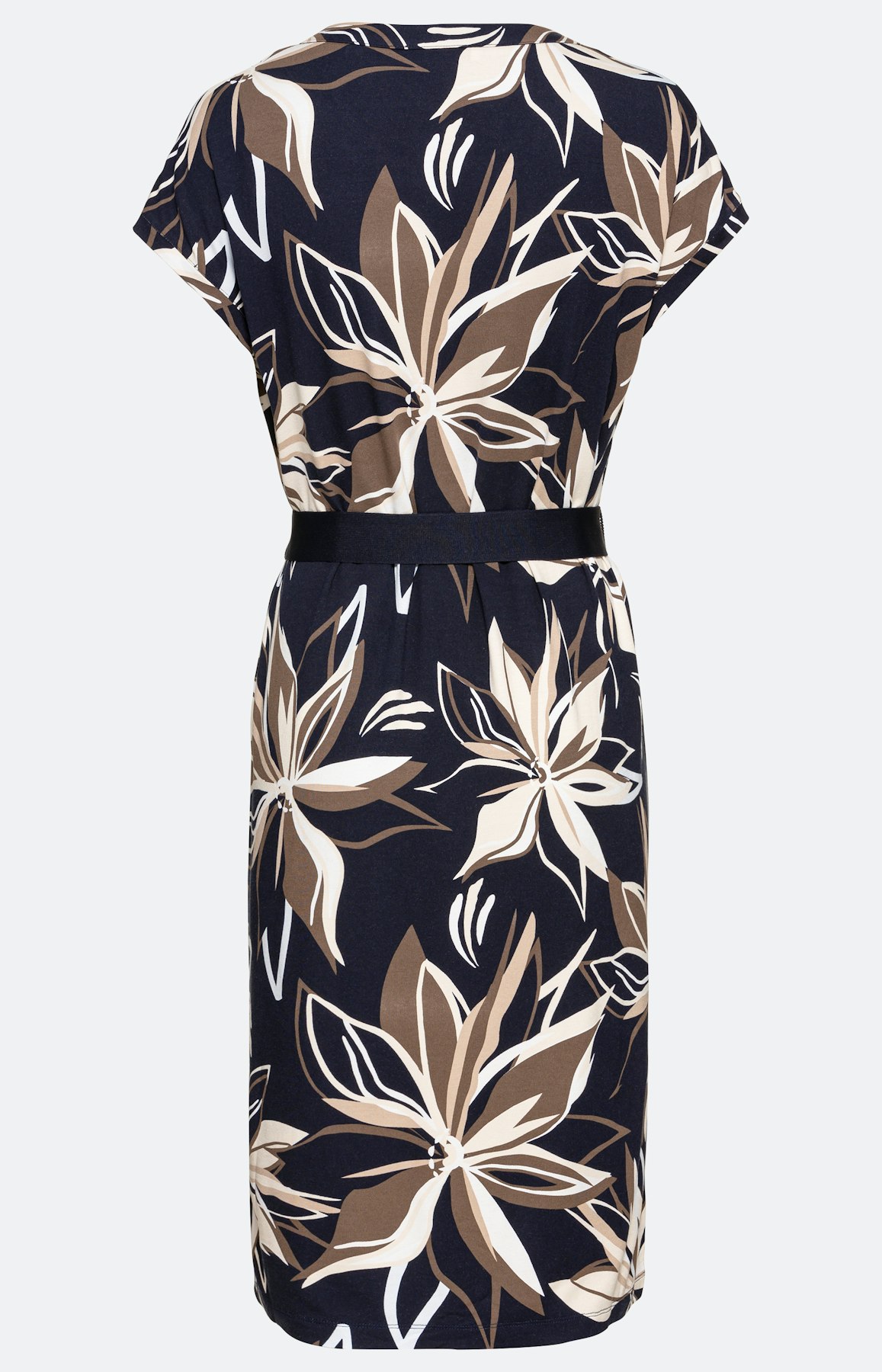 Geblümtes Jerseykleid mit Bindegürtel