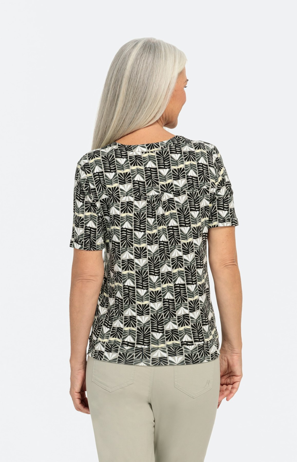 Gemustertes T-Shirt mit Knotendetail