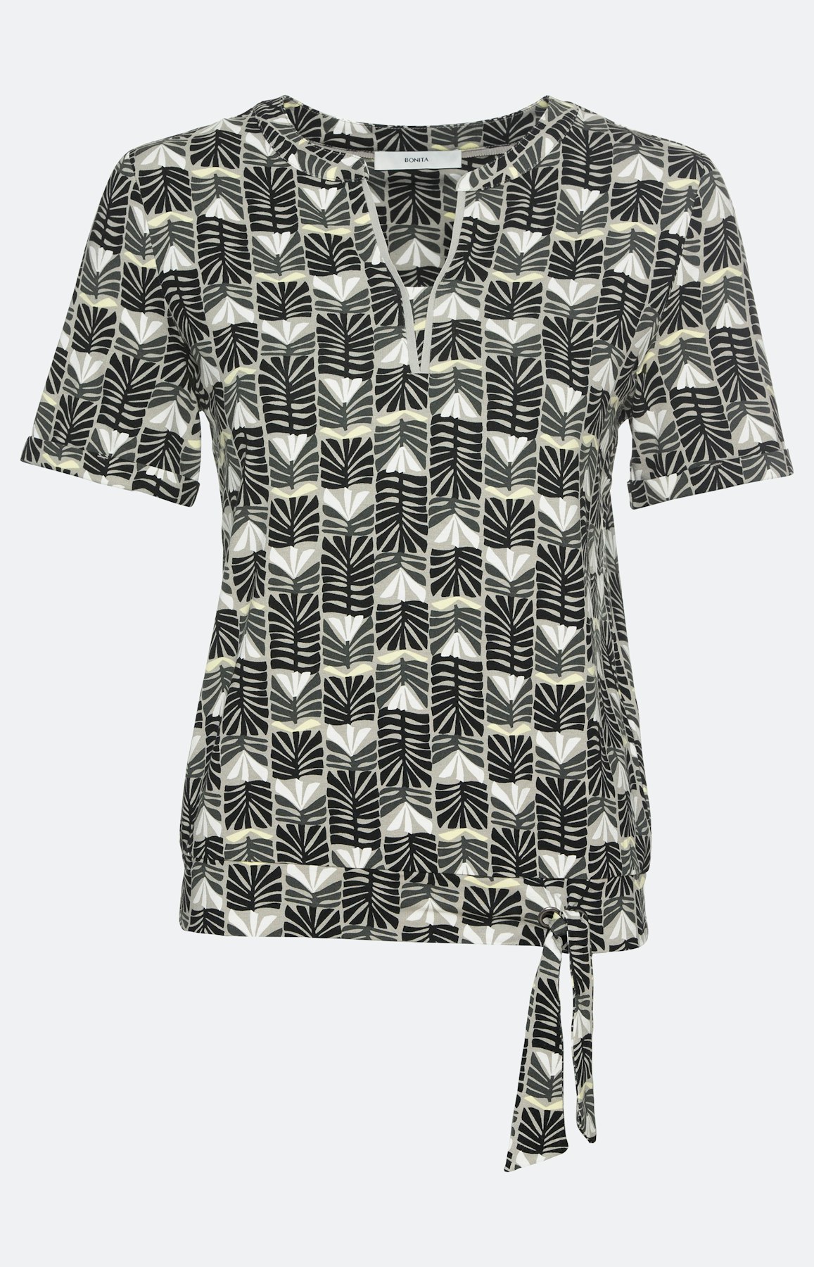 Gemustertes T-Shirt mit Knotendetail