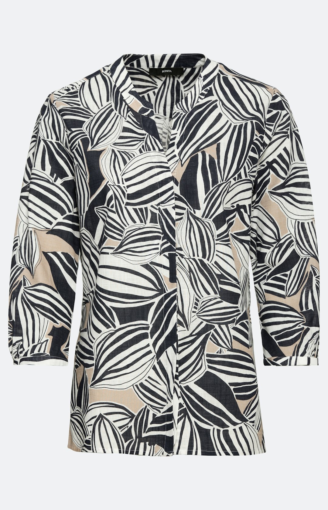 Tunika-Bluse mit Blätterprint