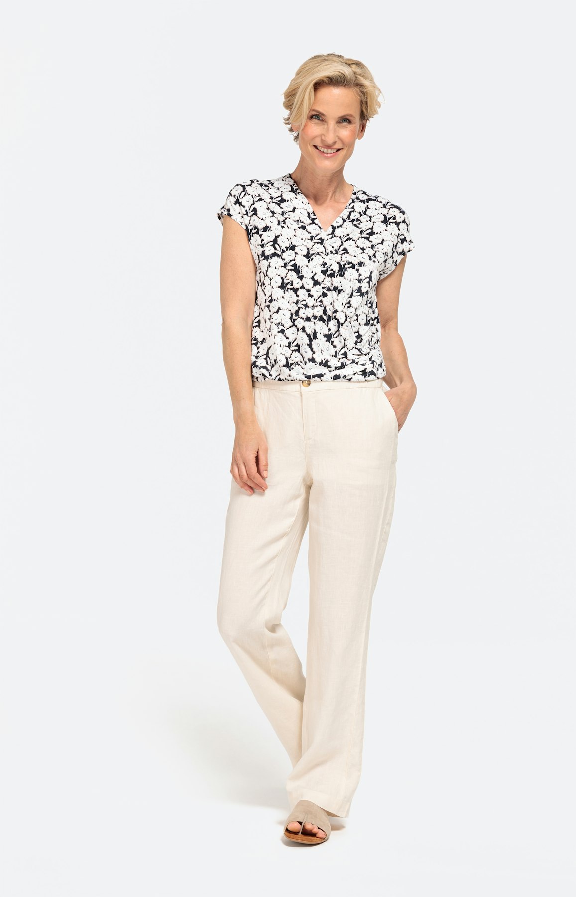 Linnen broek met wijde pijpen