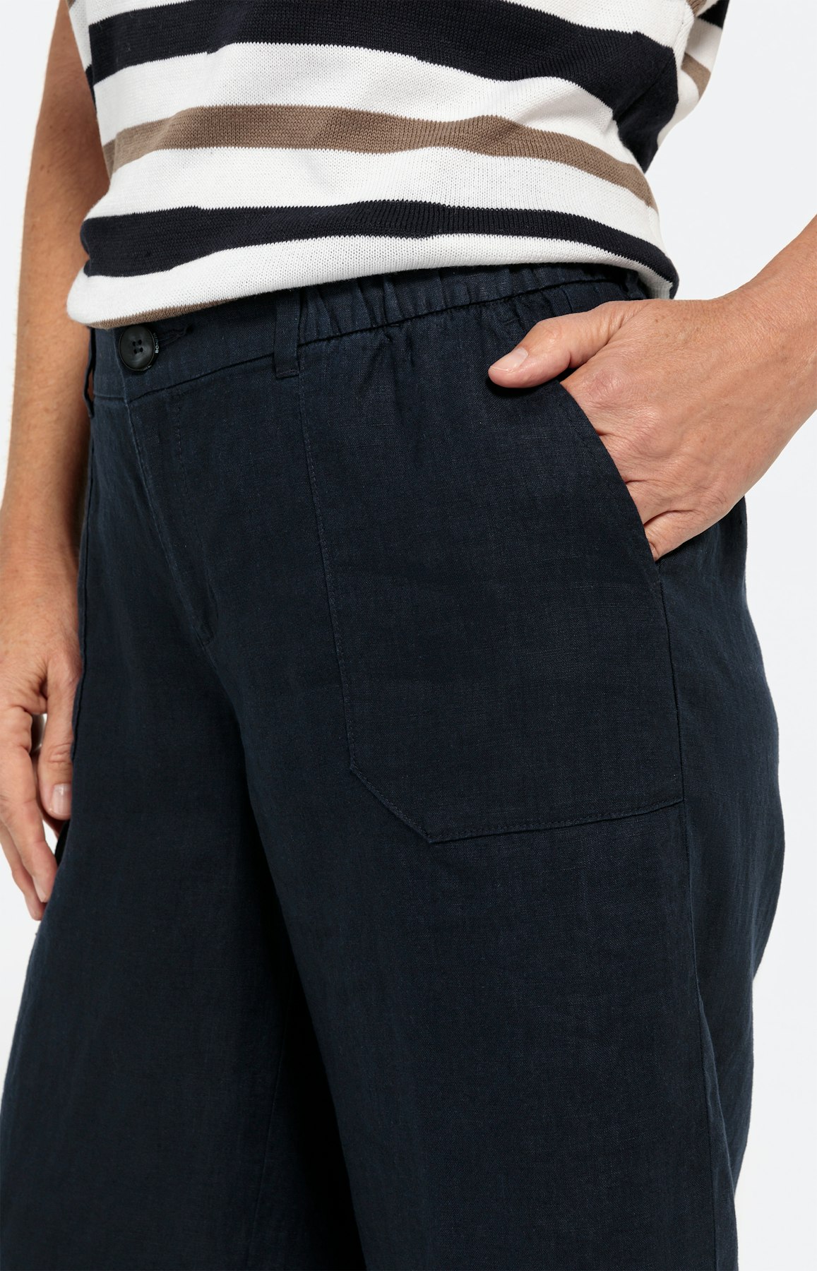 Bermuda aus Leinen mit weitem Bein