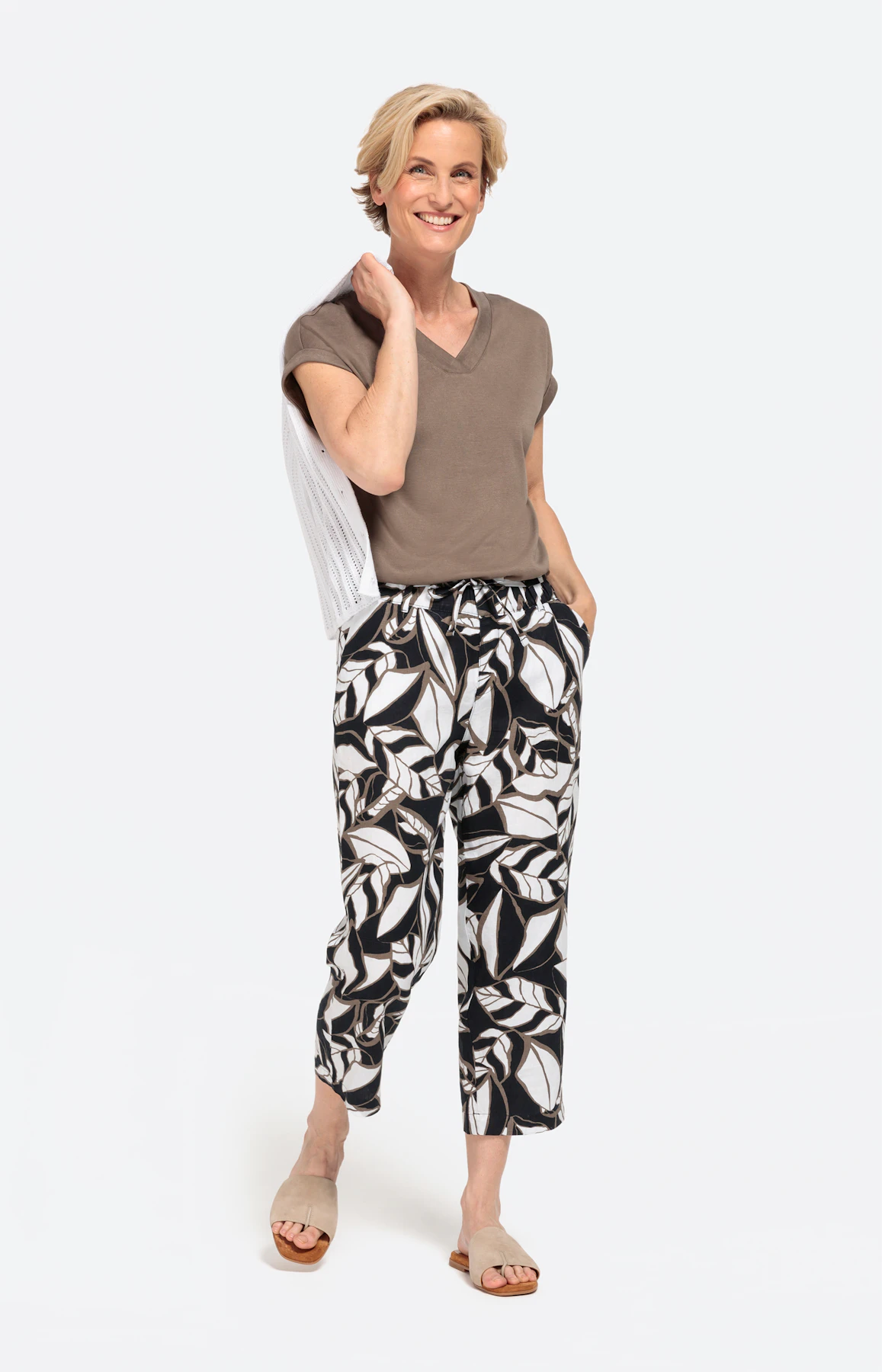 Gedessineerde linnen culotte