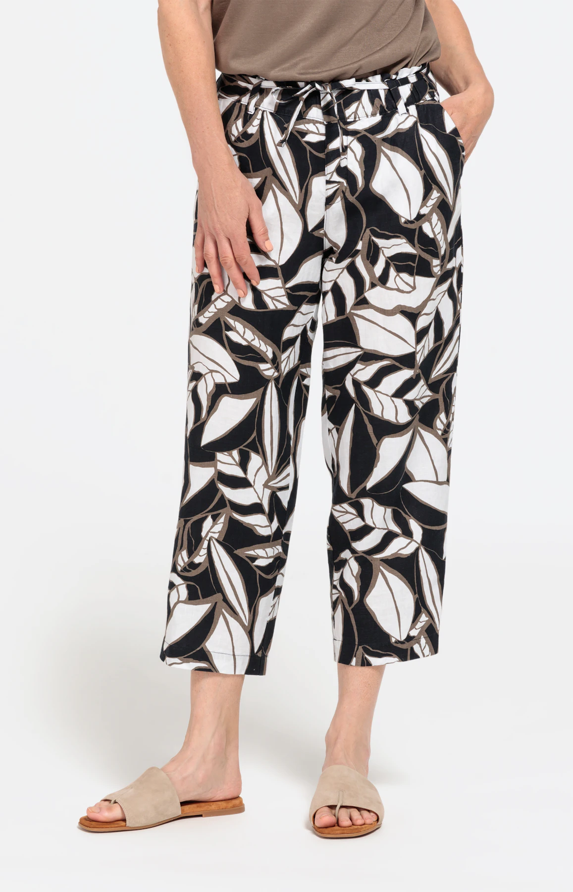 Gedessineerde linnen culotte