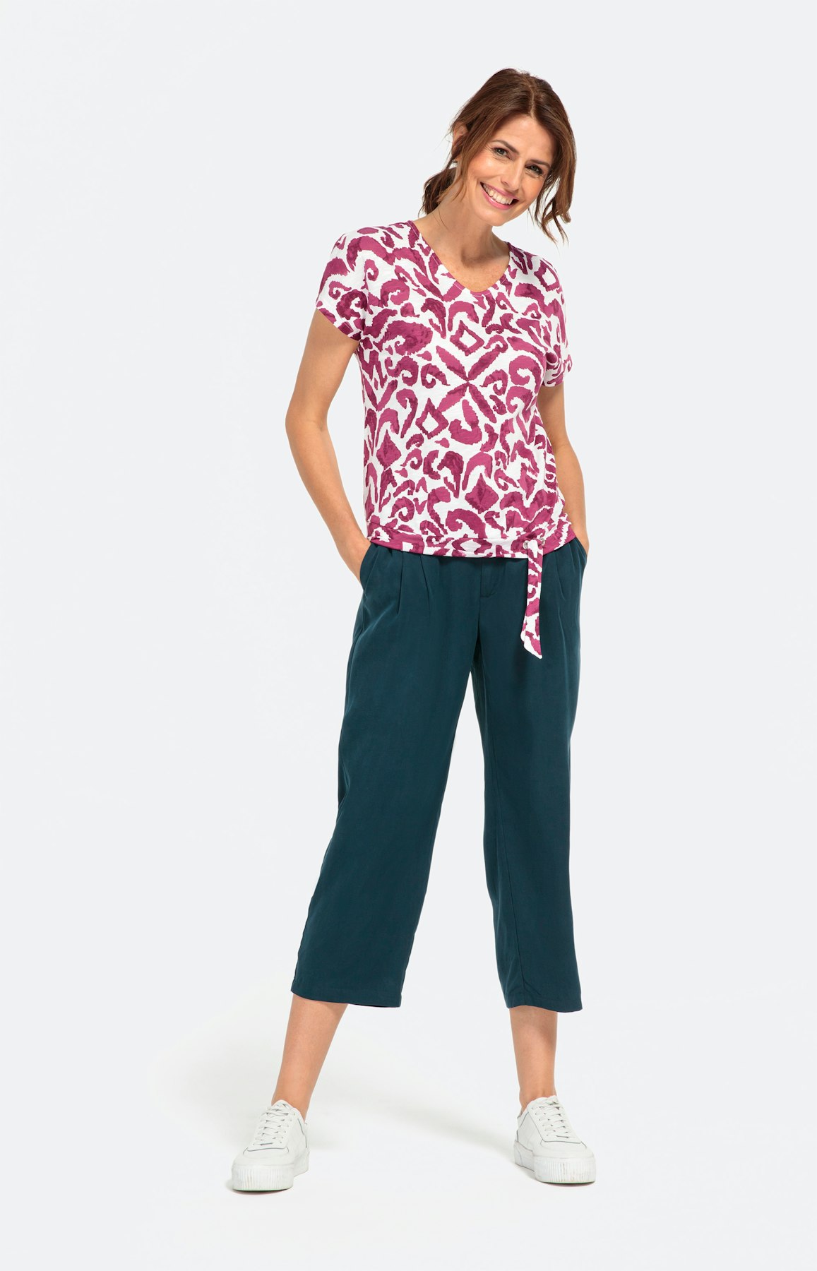 Shirt mit Bindeband am Saum