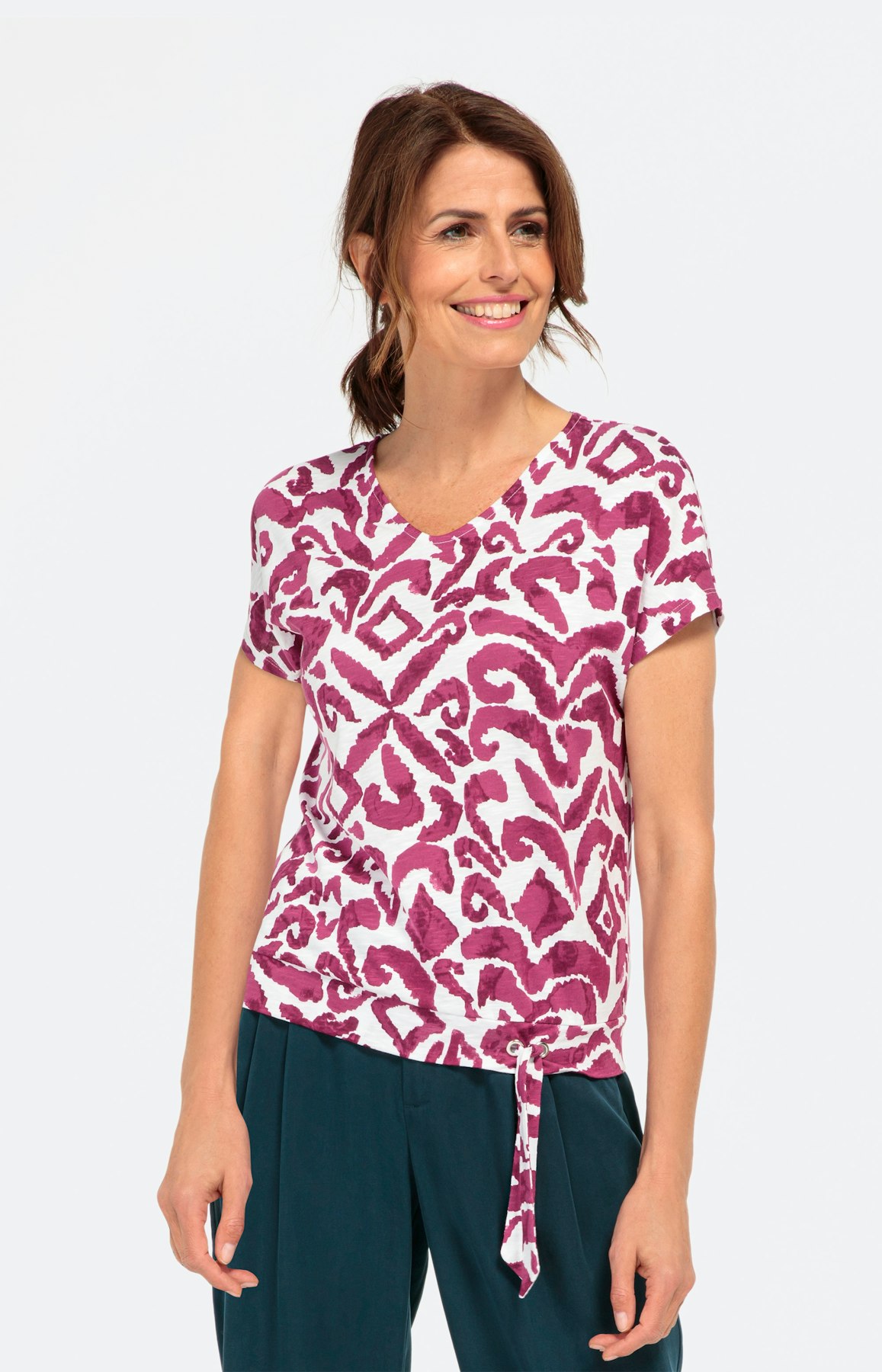 Shirt mit Bindeband am Saum