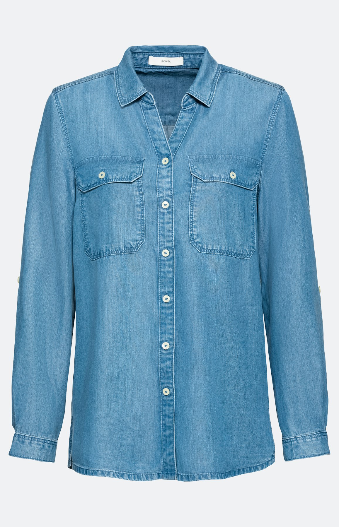 Langarm-Bluse aus Tencel-Denim