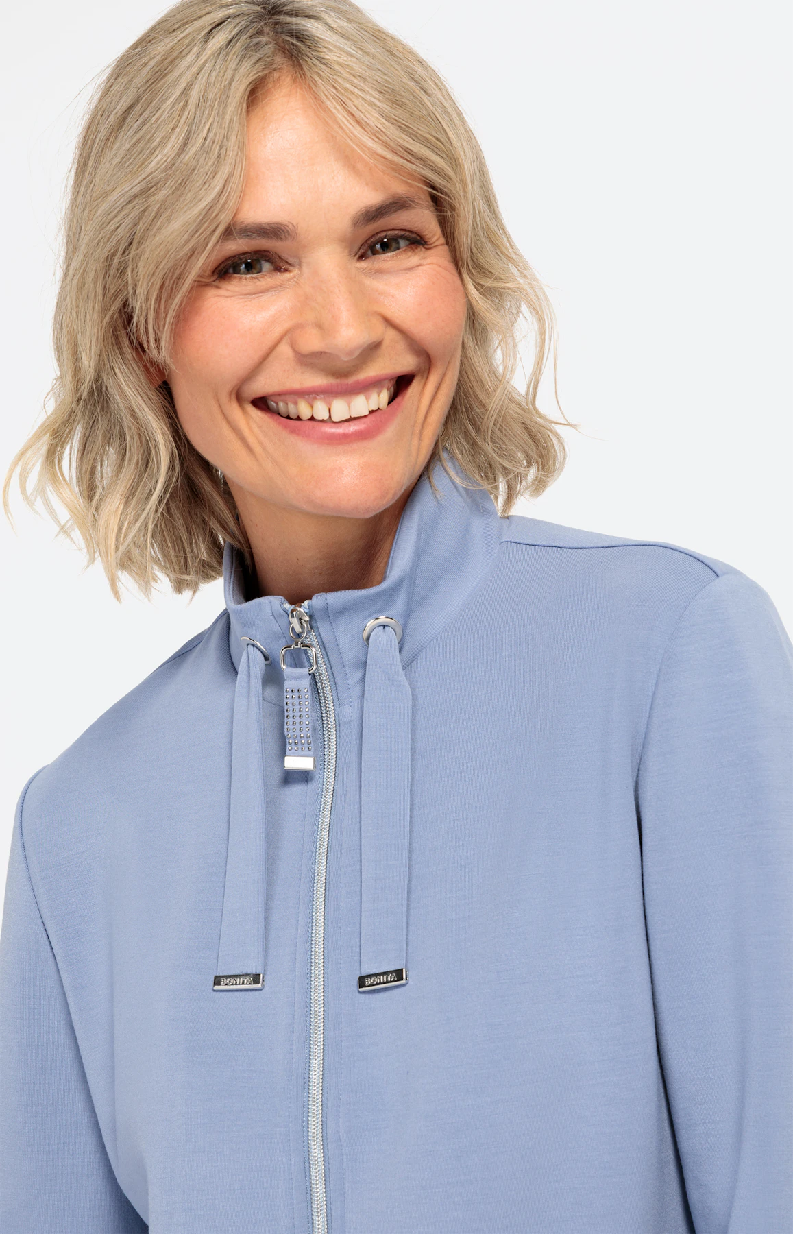 Langarm-Sweatjacke mit Kragen