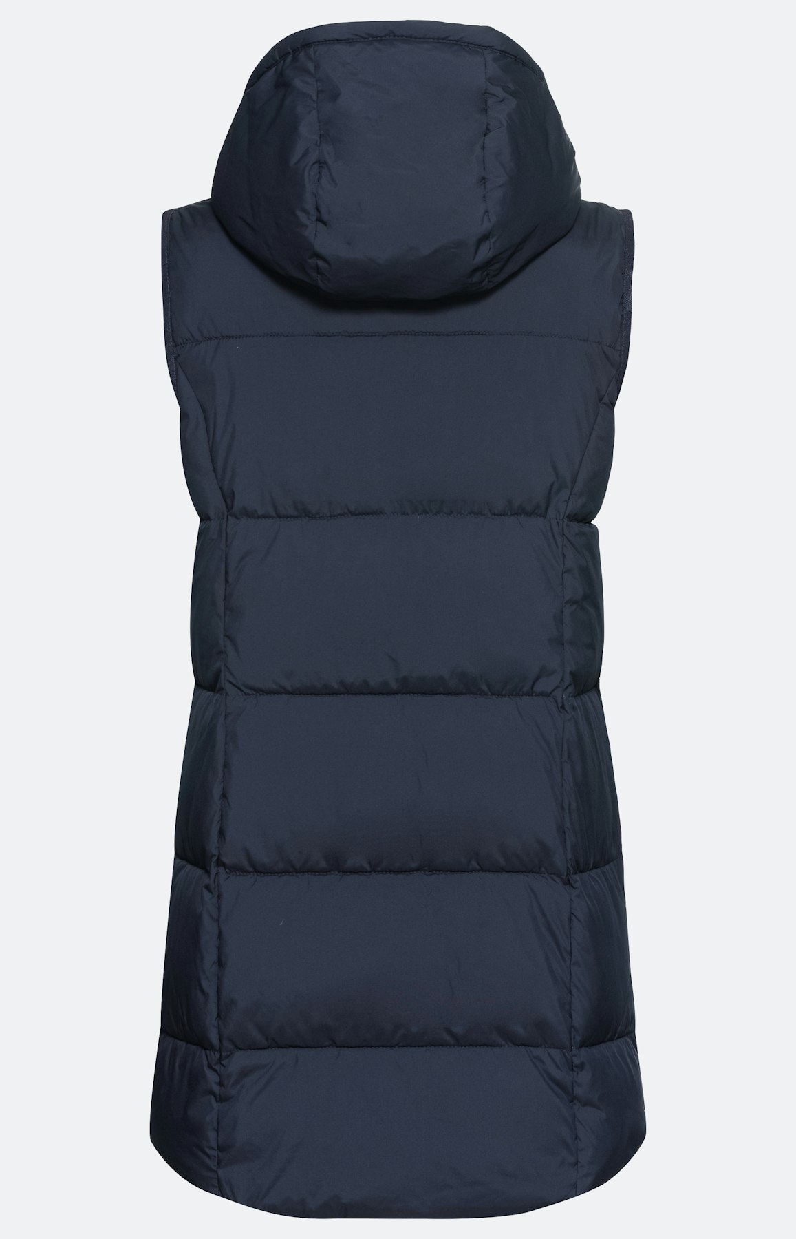 Lange Steppweste mit Kapuze