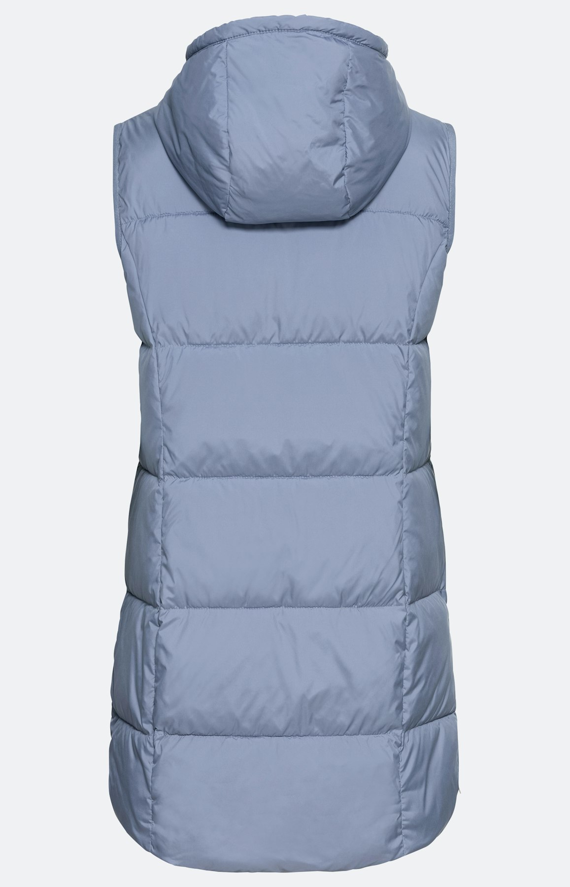 Lange Weste mit Wattierung und Kapuze