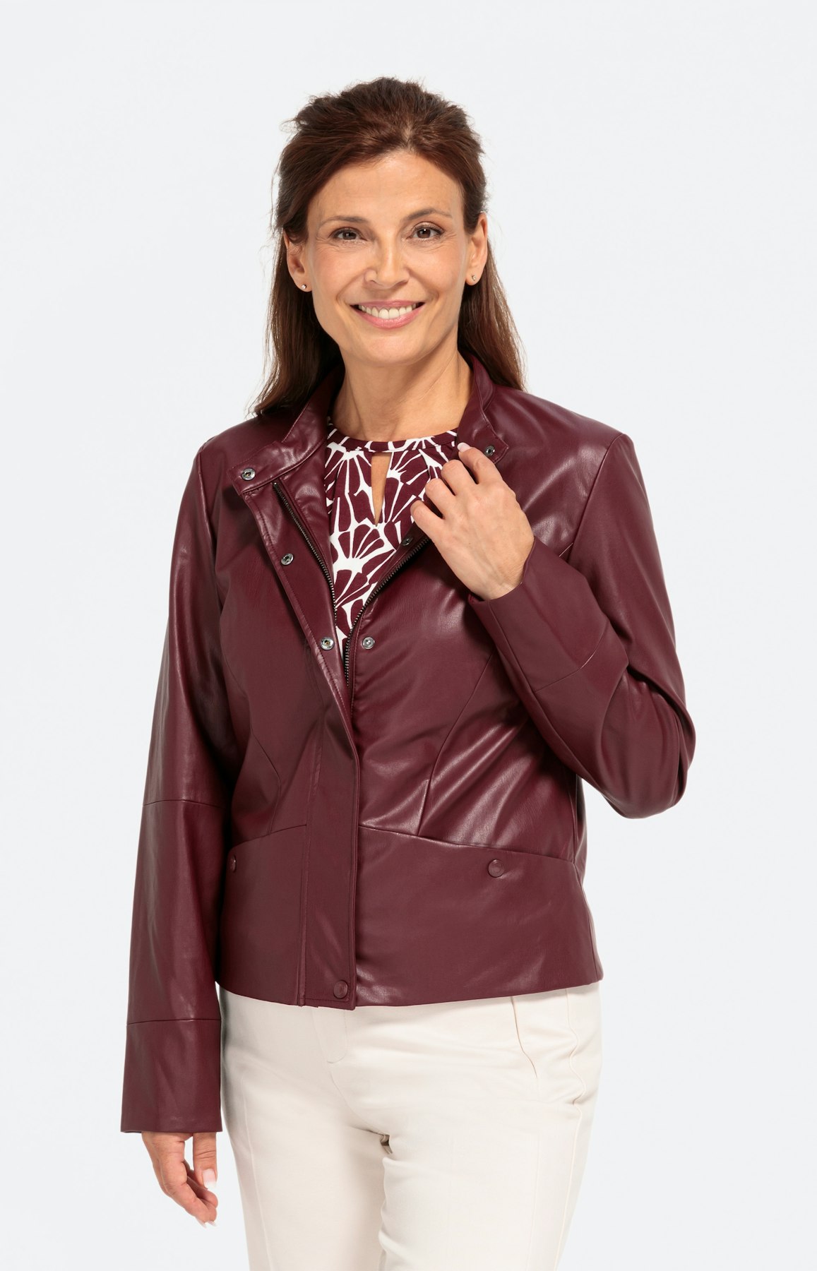 Kunstlederjacke mit Stehkragen